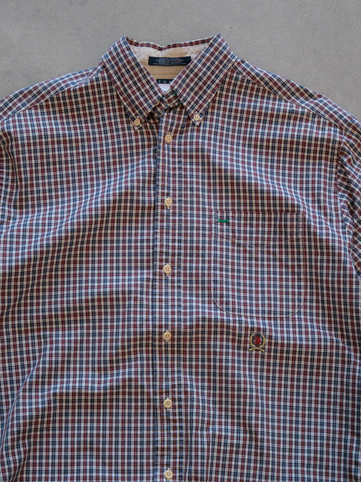 Vintage 90s Red Plaid Tommy Hilfiger Shirt (M)