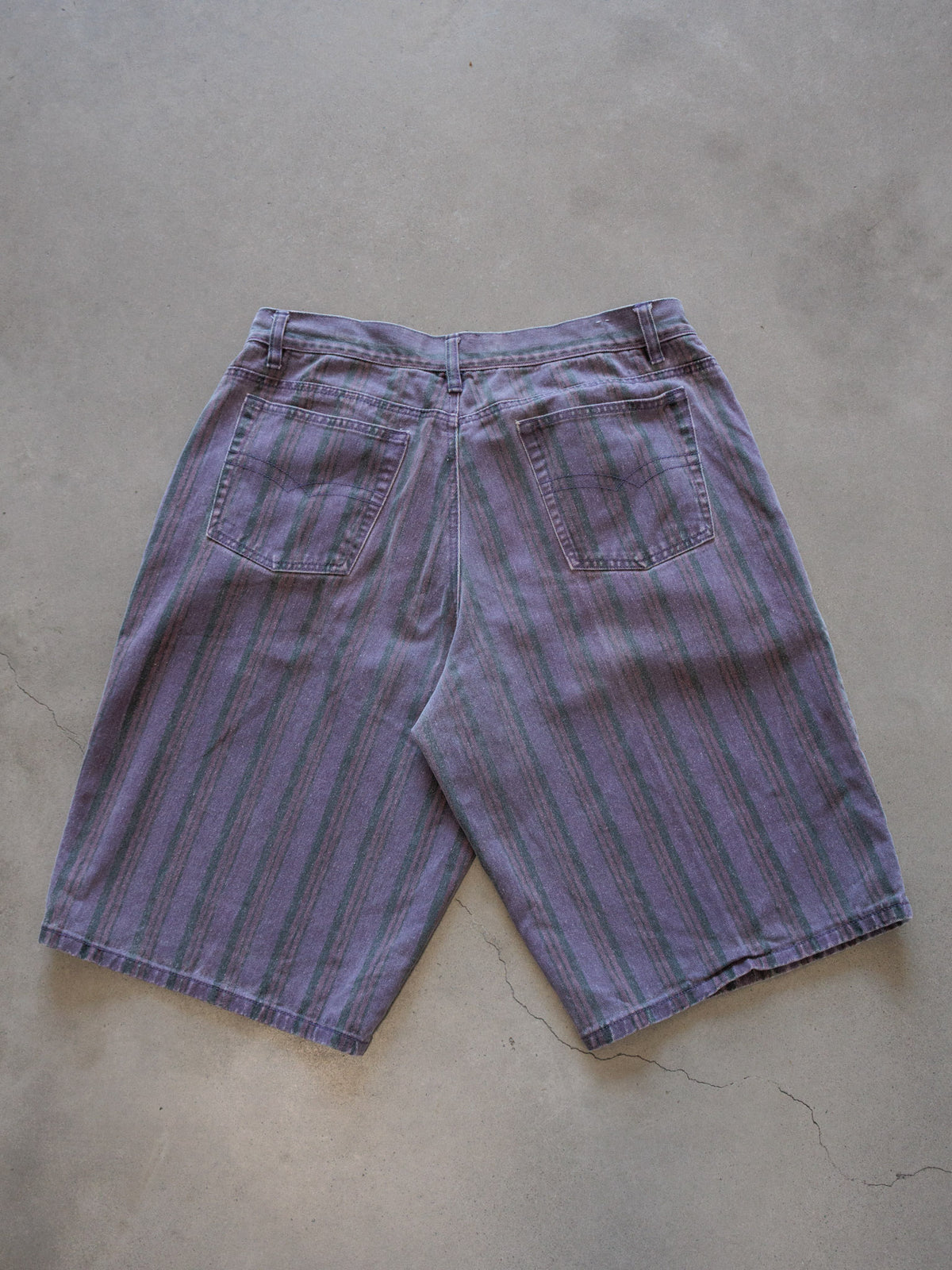Vintage 90s Purple Striped Bugle Boy Denim Shorts (W34)