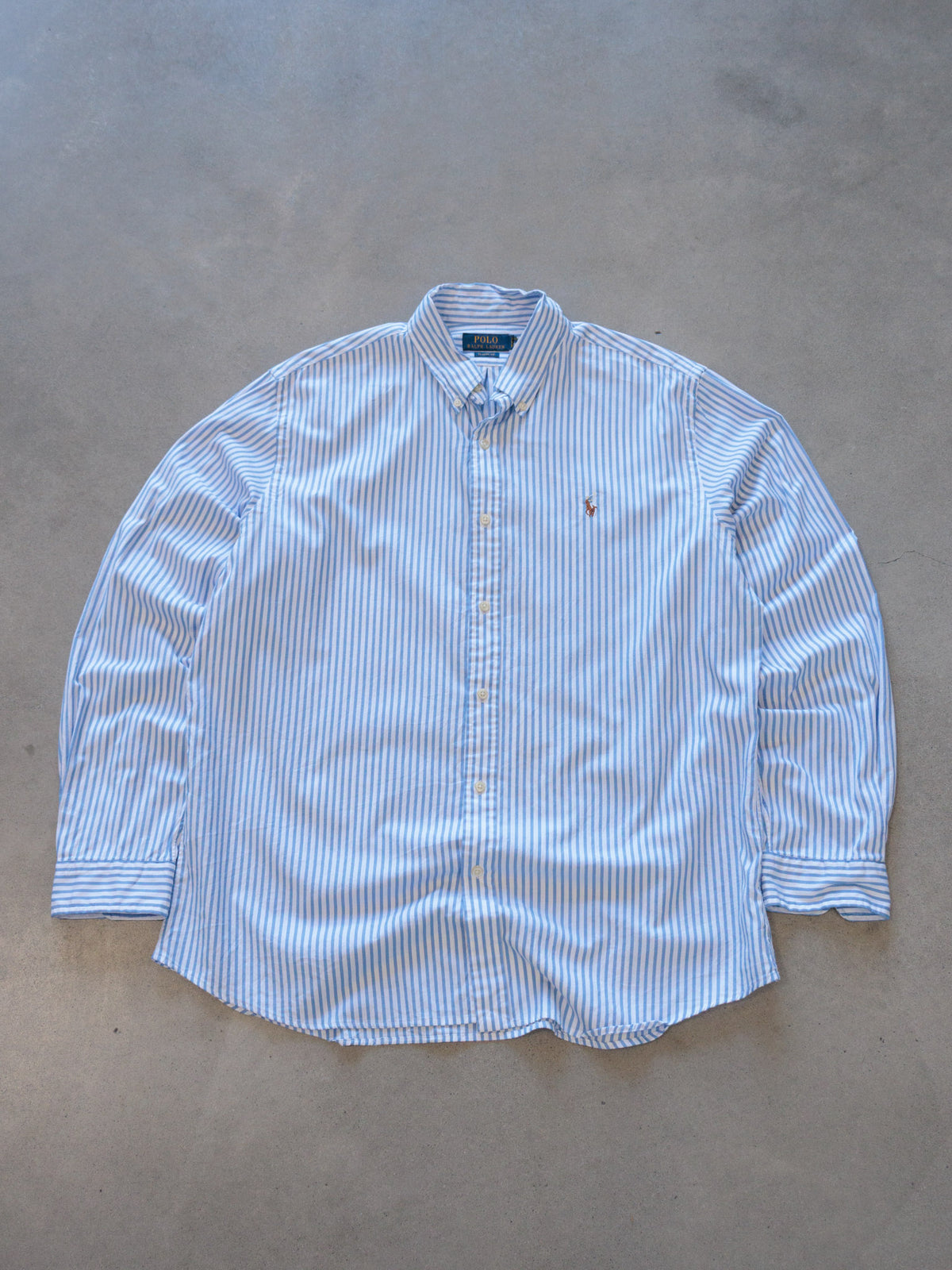 Vintage Blue Striped Polo Ralph Lauren Shirt (-)