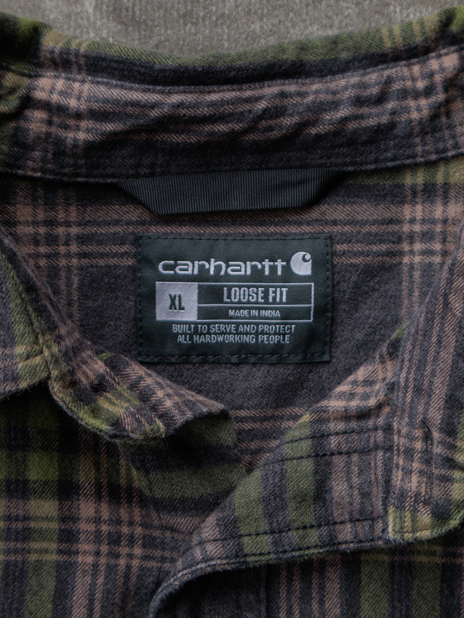 Vintage Green Plaid Carhartt Flannel Shirt (XL)