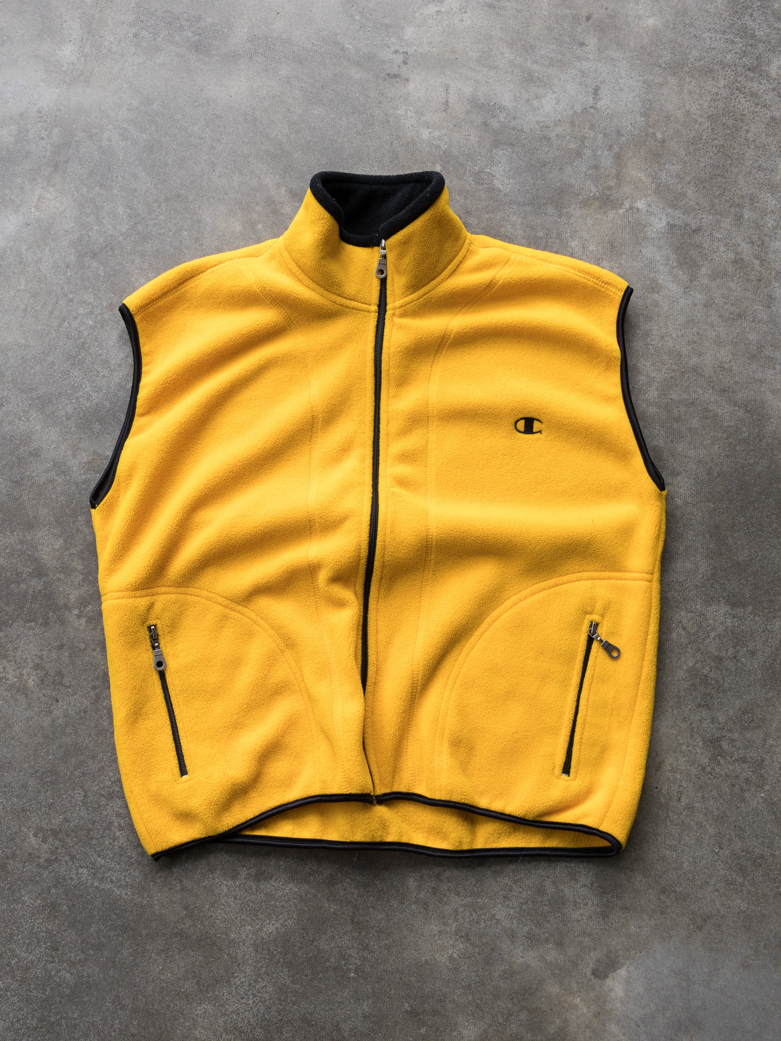 Vintage 00s Yellow Champion Logo Fleece Vest (S)