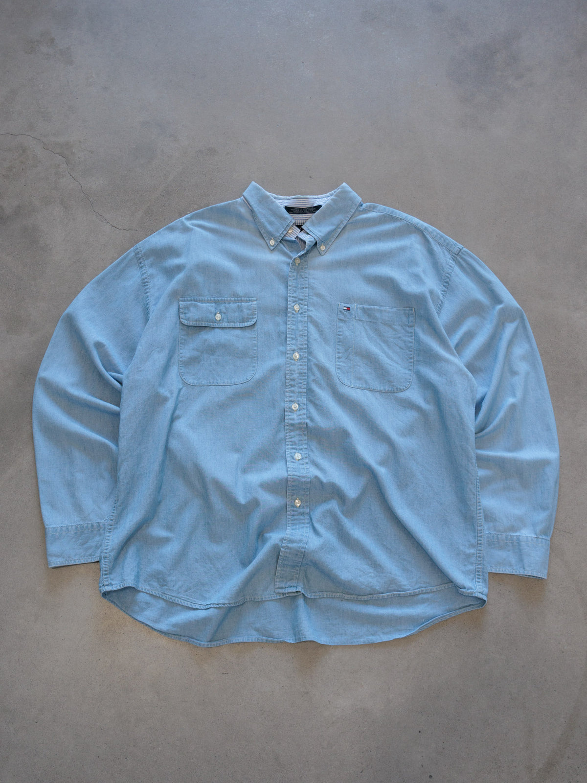 Vintage 00s Light Blue Tommy Hilfiger Denim Shirt (2XL)