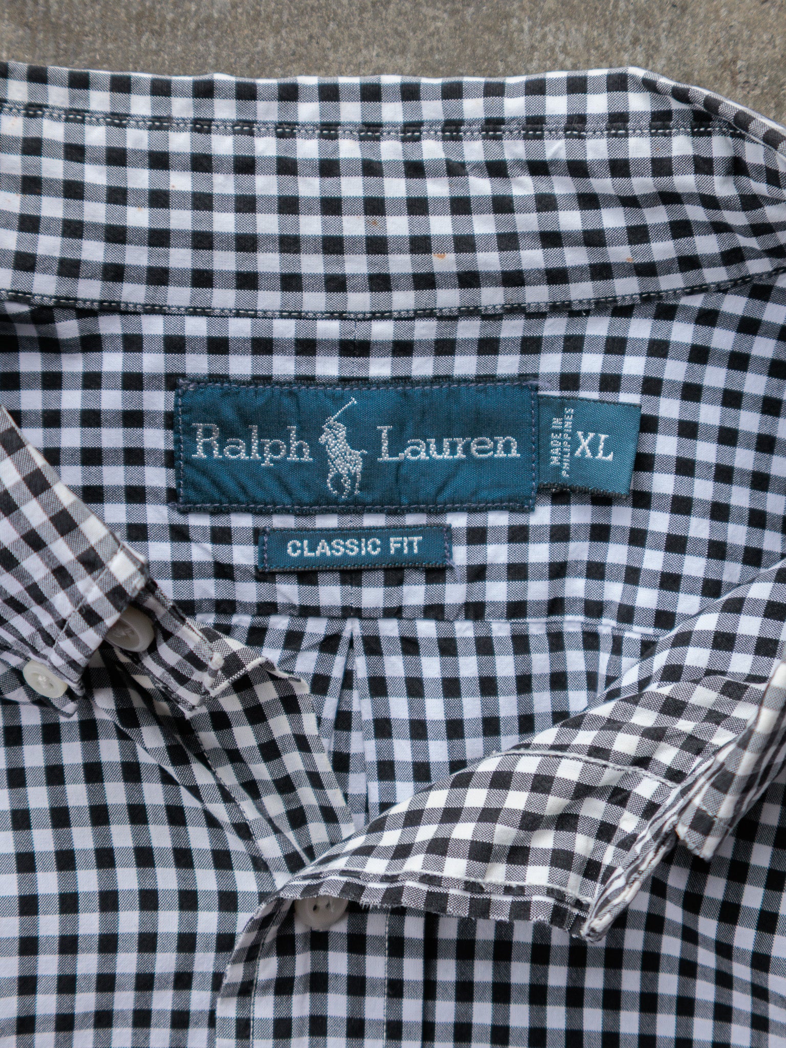 Vintage Black Gingham Ralph Lauren Shirt (XL)