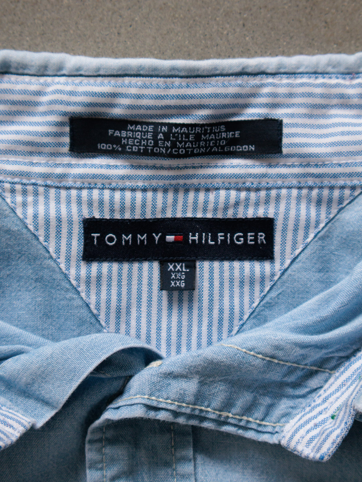 Vintage 00s Light Blue Tommy Hilfiger Denim Shirt (2XL)