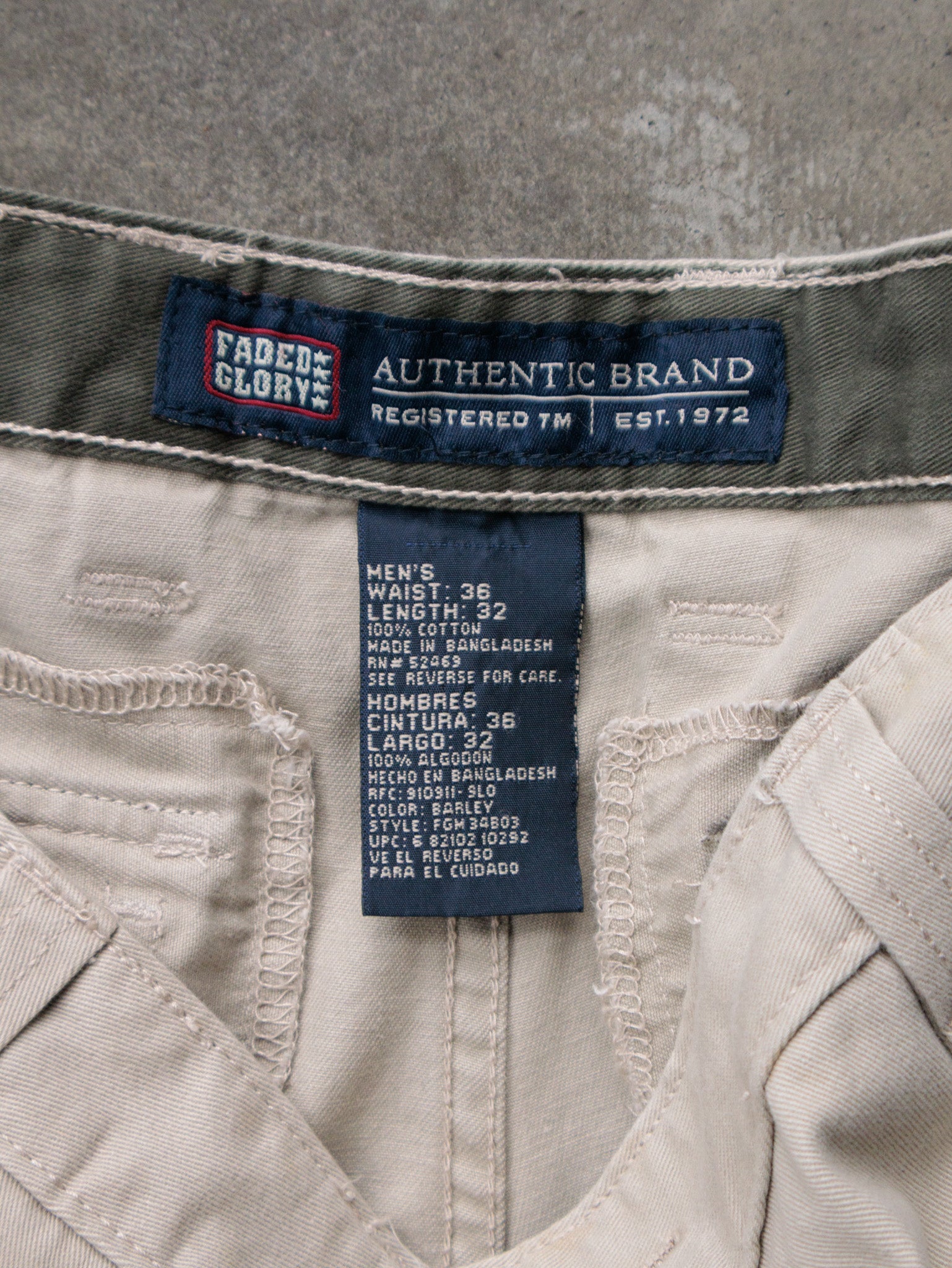 Vintage Beige Faded Glory Cargo Pants (W36)