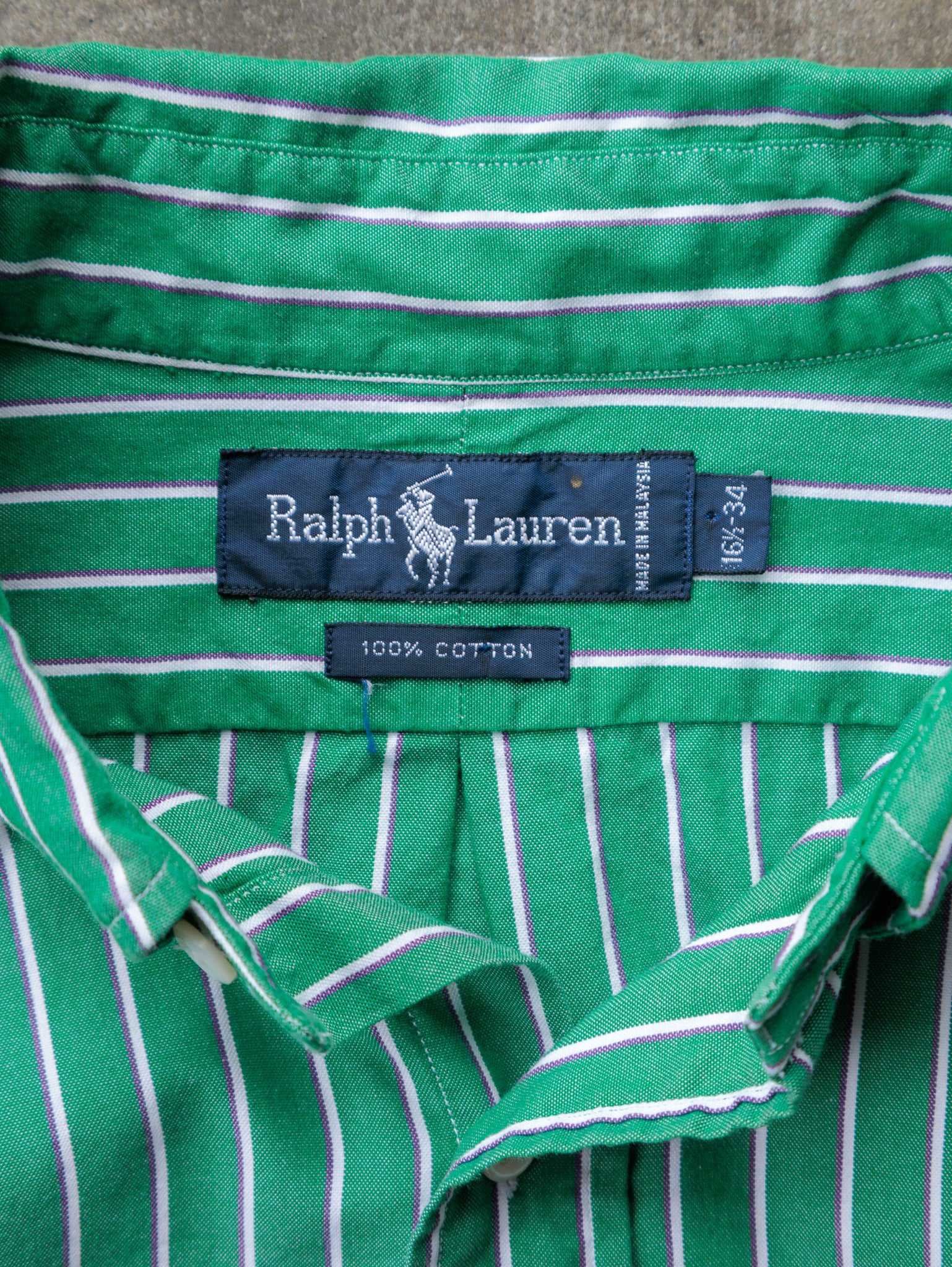 Vintage 00s Green Striped Ralph Lauren Shirt (L)