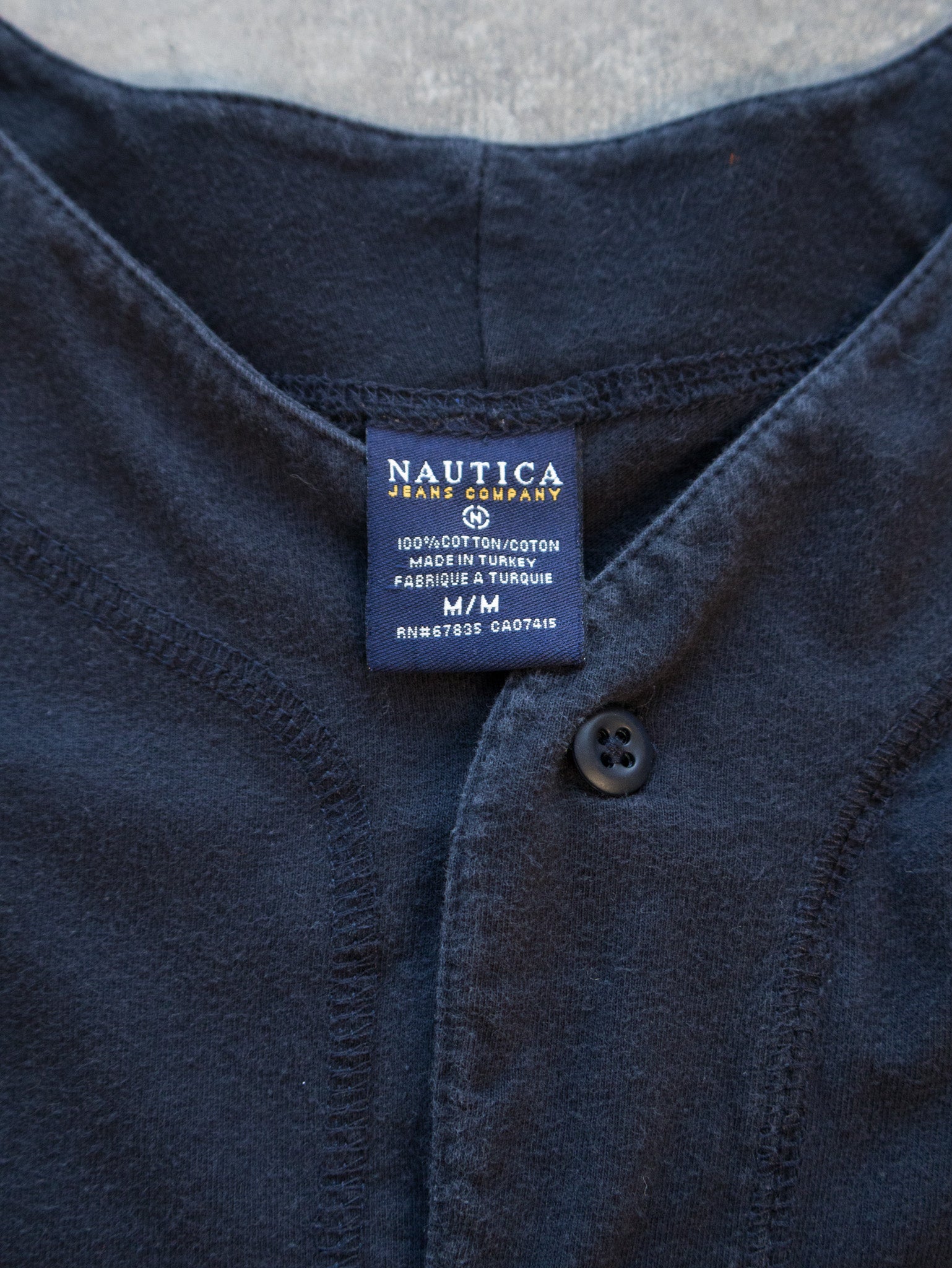 Vintage Navy Nautica Button Tee (M)