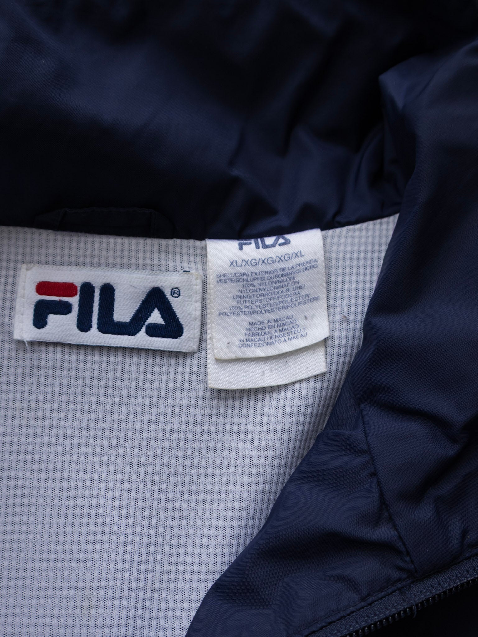 Vintage Navy Fila Track Jacket (XL)