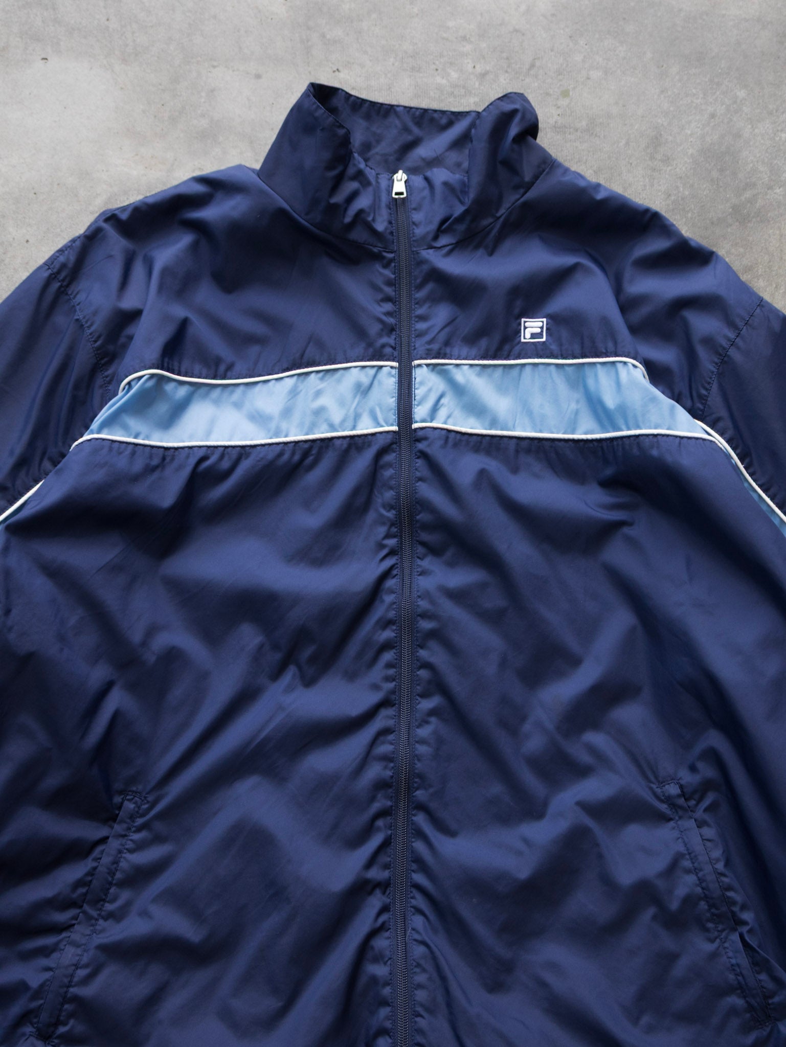 Vintage Navy Fila Track Jacket (XL)