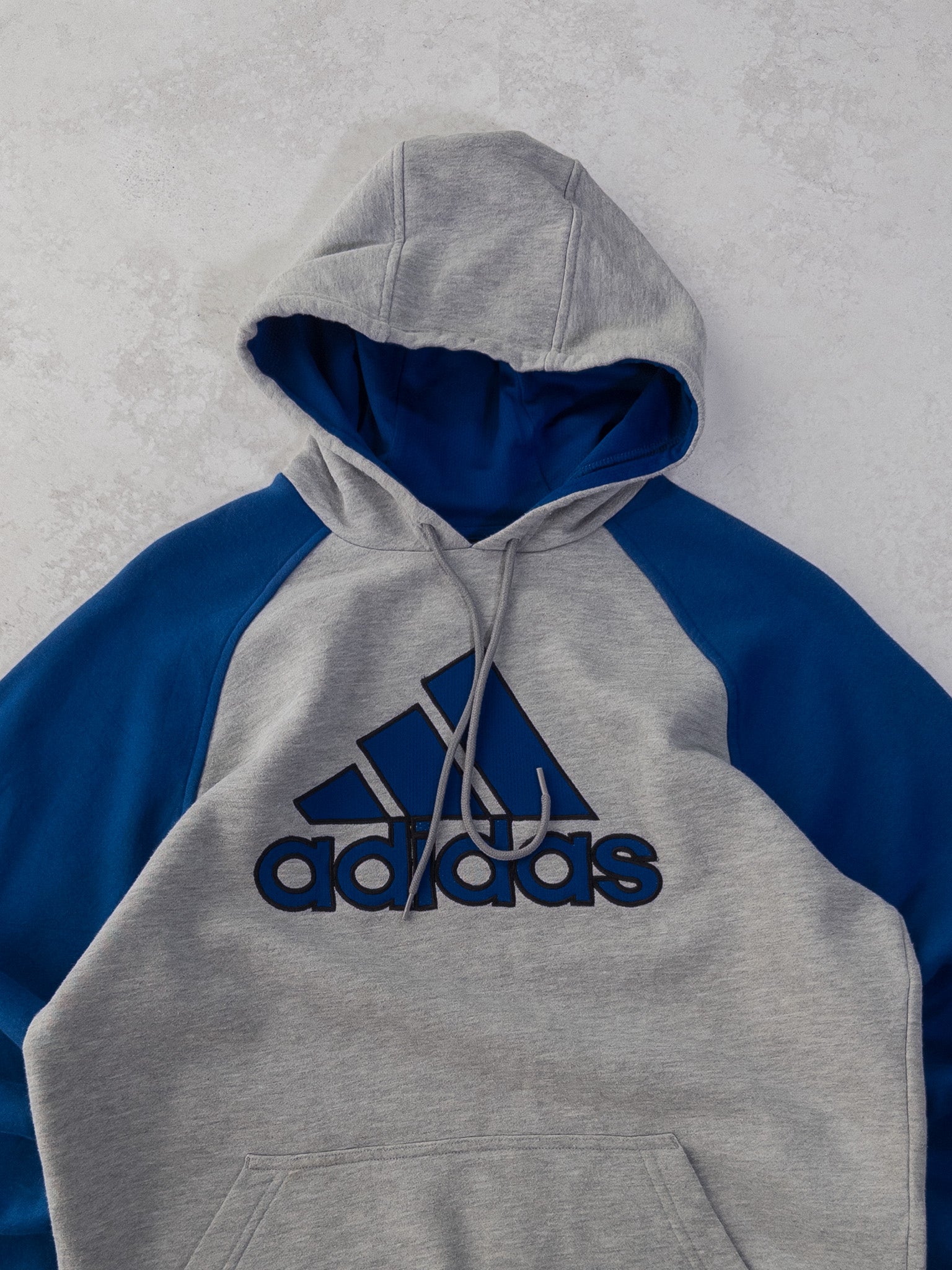 Vintage Adidas Grey/Blue Hoodie (S)