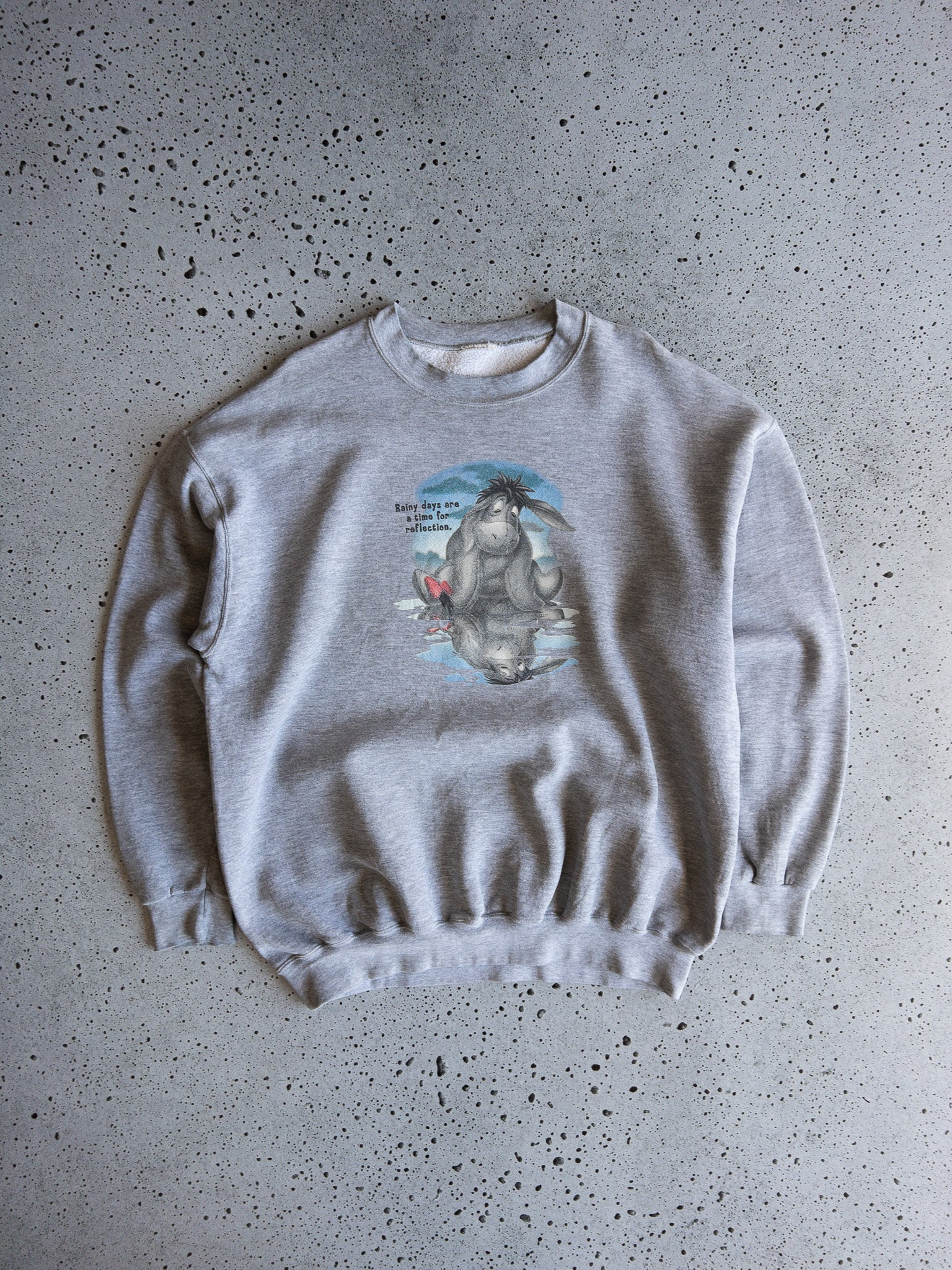 Vintage Eeyore 'Rainy Days Are Time For Reflection' Sweatshirt (XL)