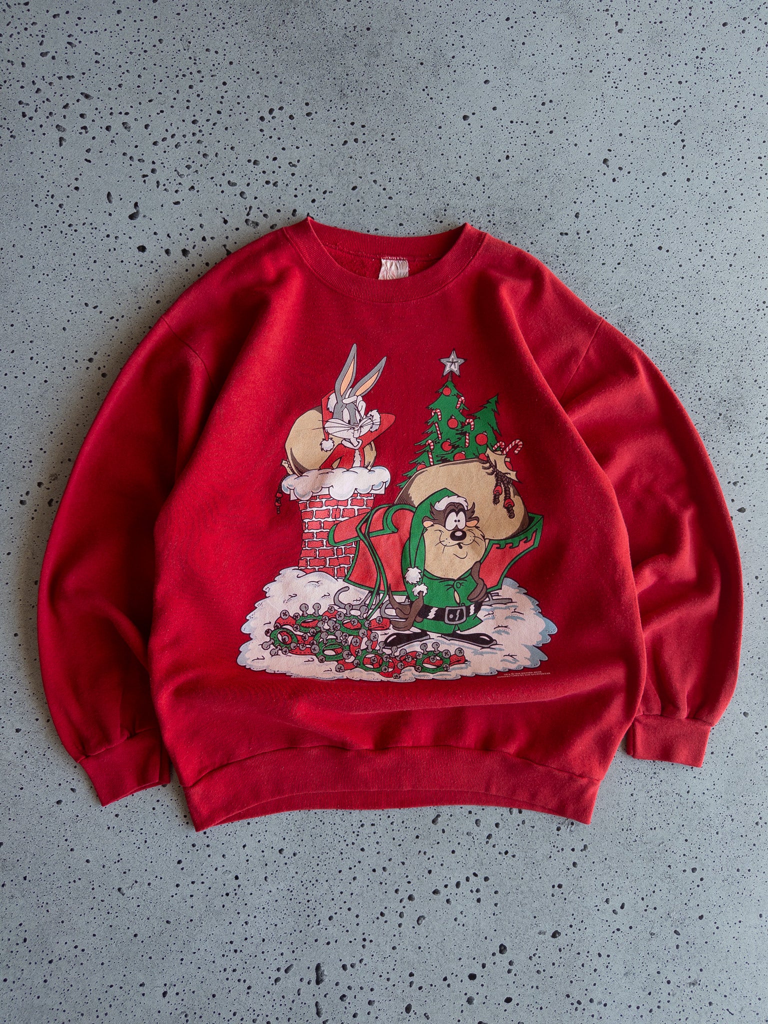 Vintage 1994 Bugs Bunny & Taz Christmas Sweatshirt (M)