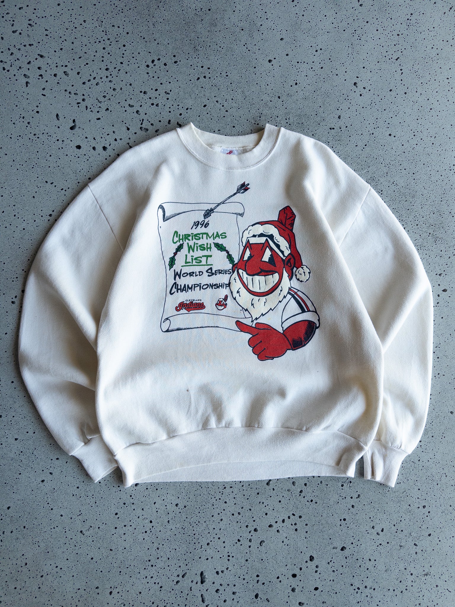 Vintage 1996 Cleveland Indians Christmas Wish List Sweatshirt (M)