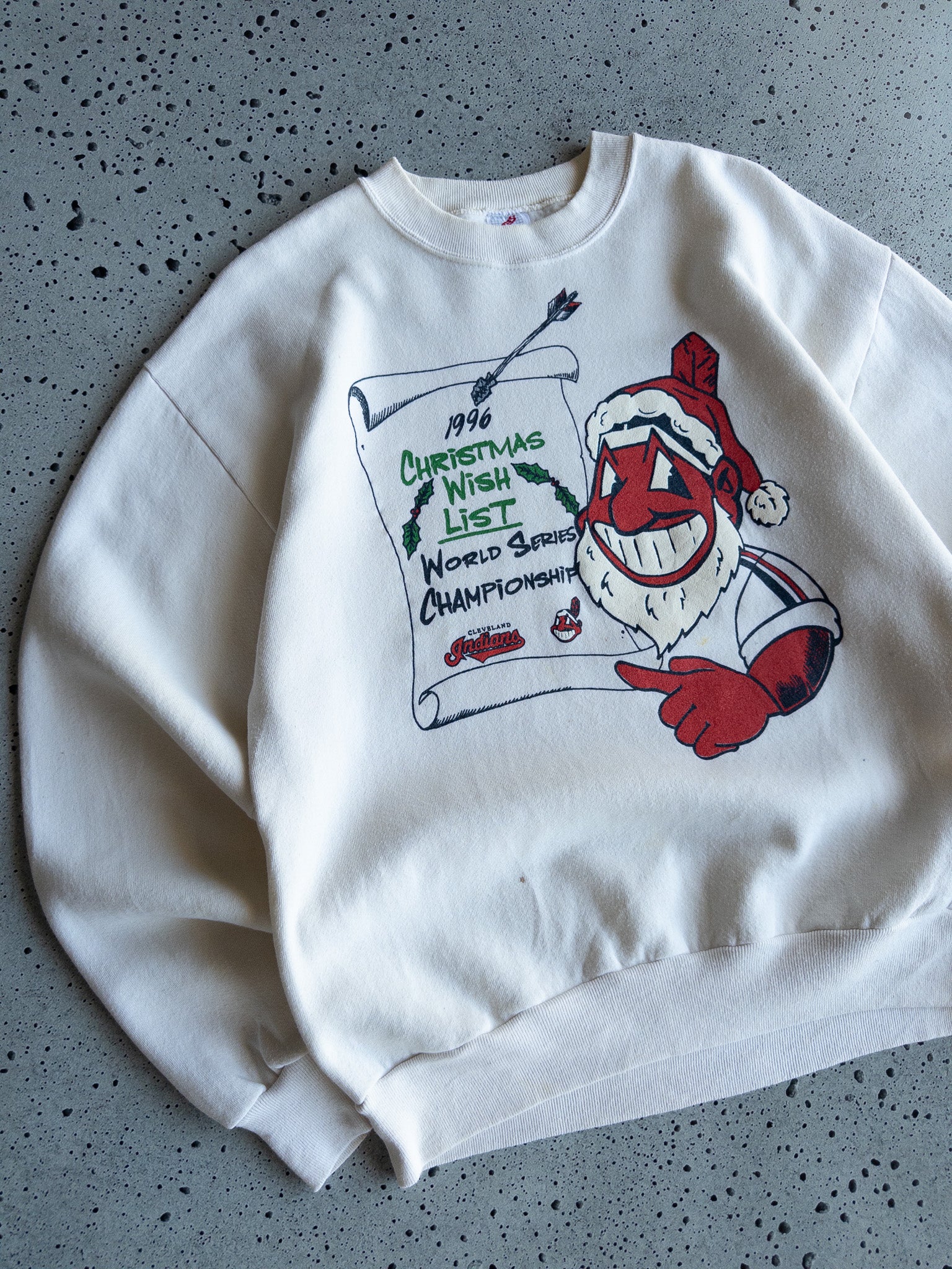 Vintage 1996 Cleveland Indians Christmas Wish List Sweatshirt (M)