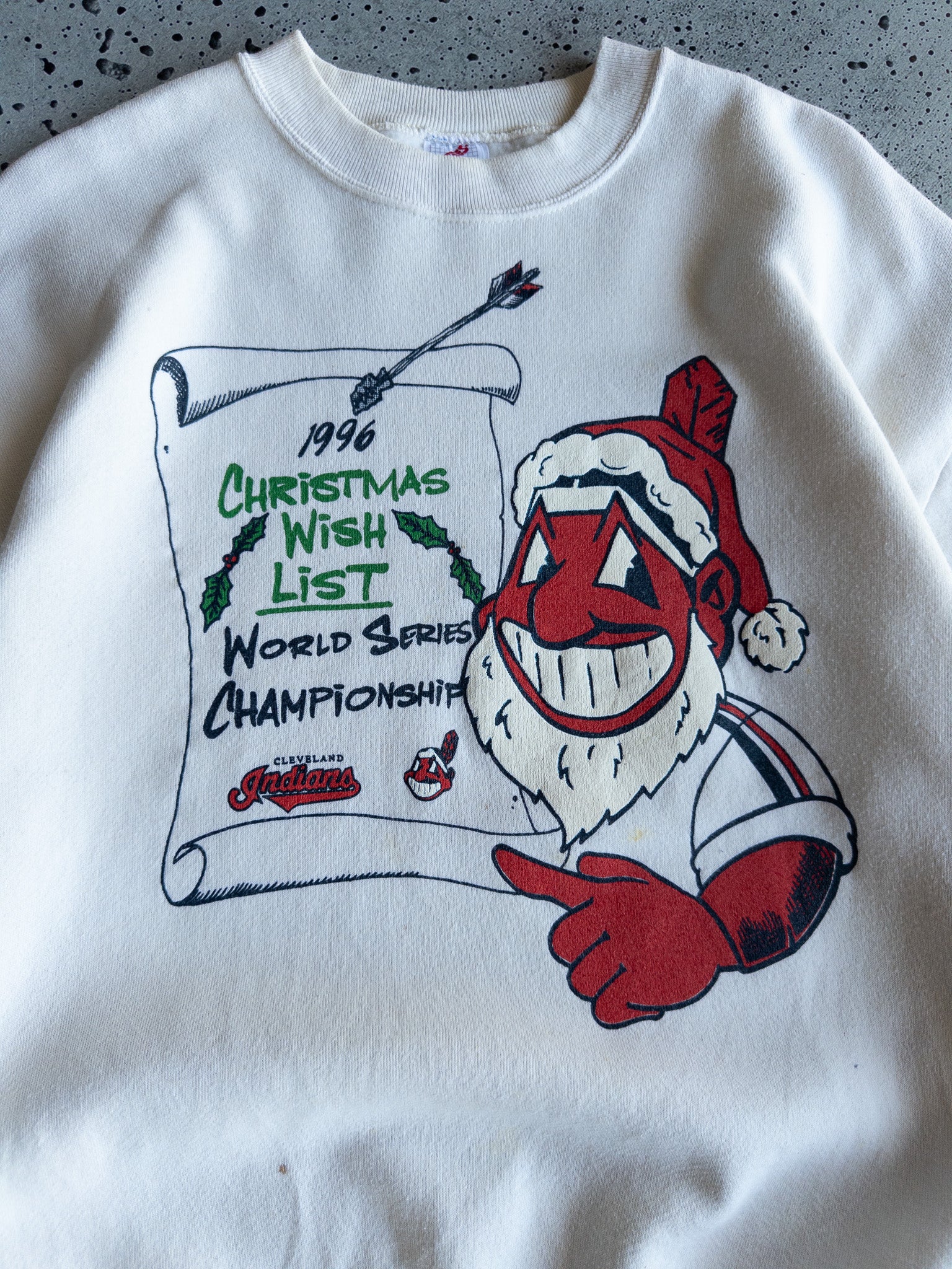 Vintage 1996 Cleveland Indians Christmas Wish List Sweatshirt (M)