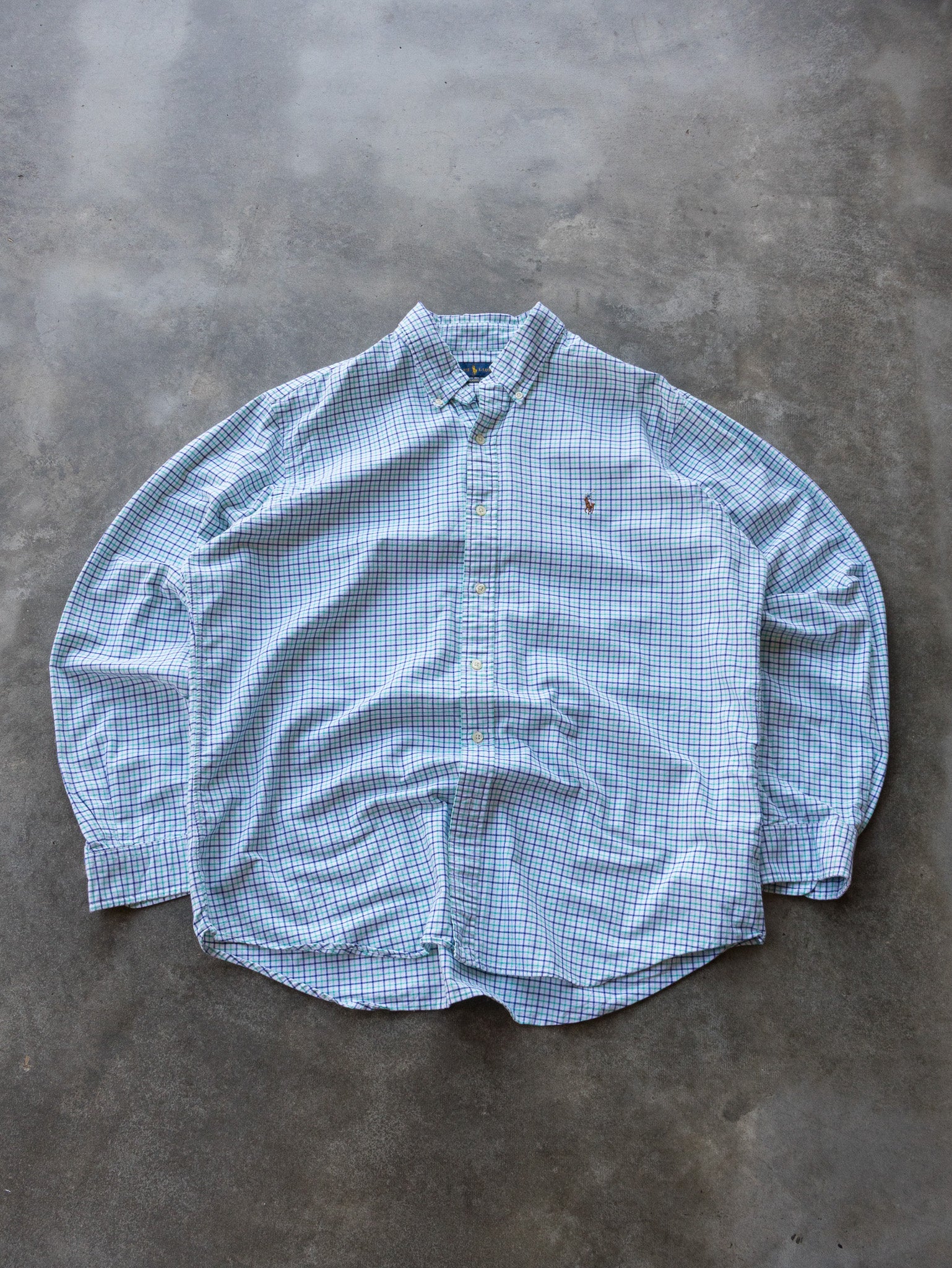 Vintage Blue & Green Ralph Lauren Check Shirt (XL)