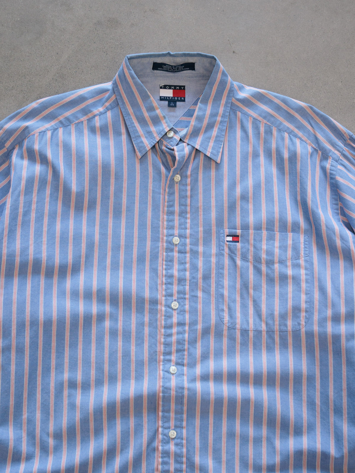 Vintage Blue Striped Tommy Hilfiger Shirt (L)