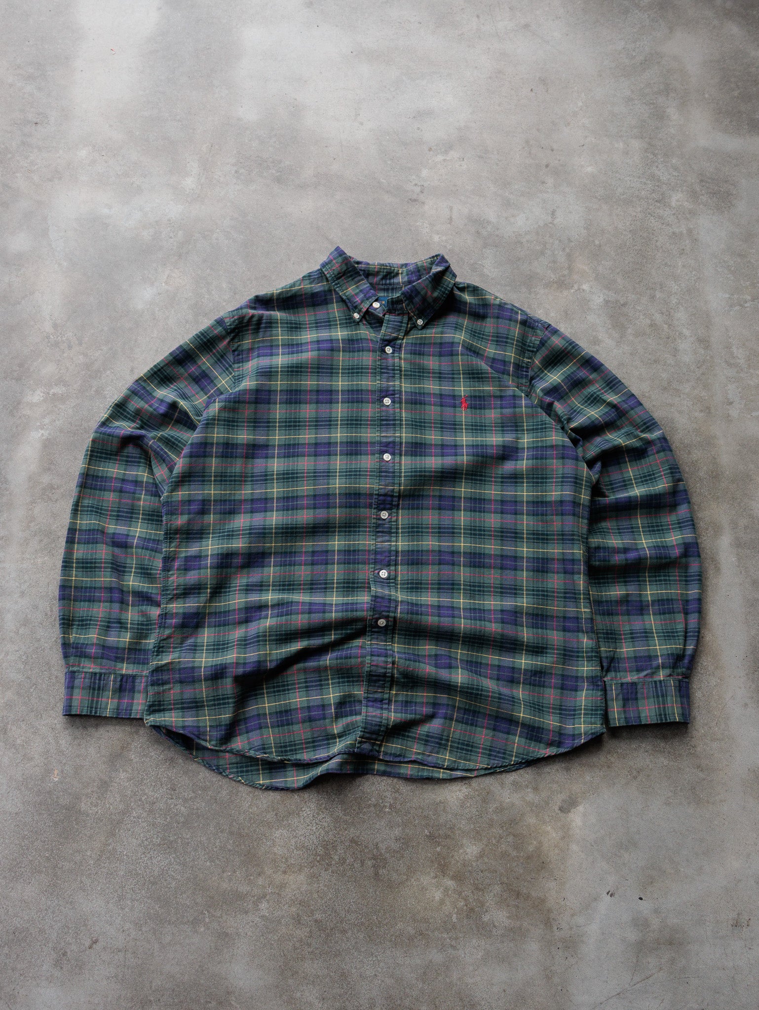 Vintage Green Tartan Ralph Lauren Shirt (XL)