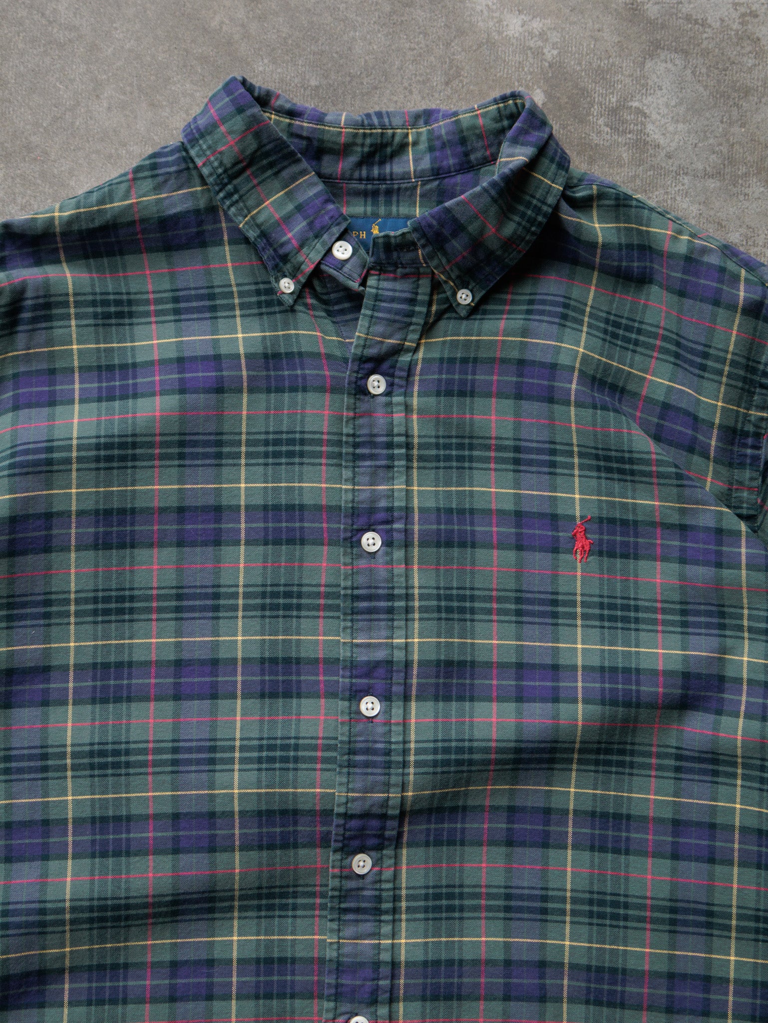 Vintage Green Tartan Ralph Lauren Shirt (XL)