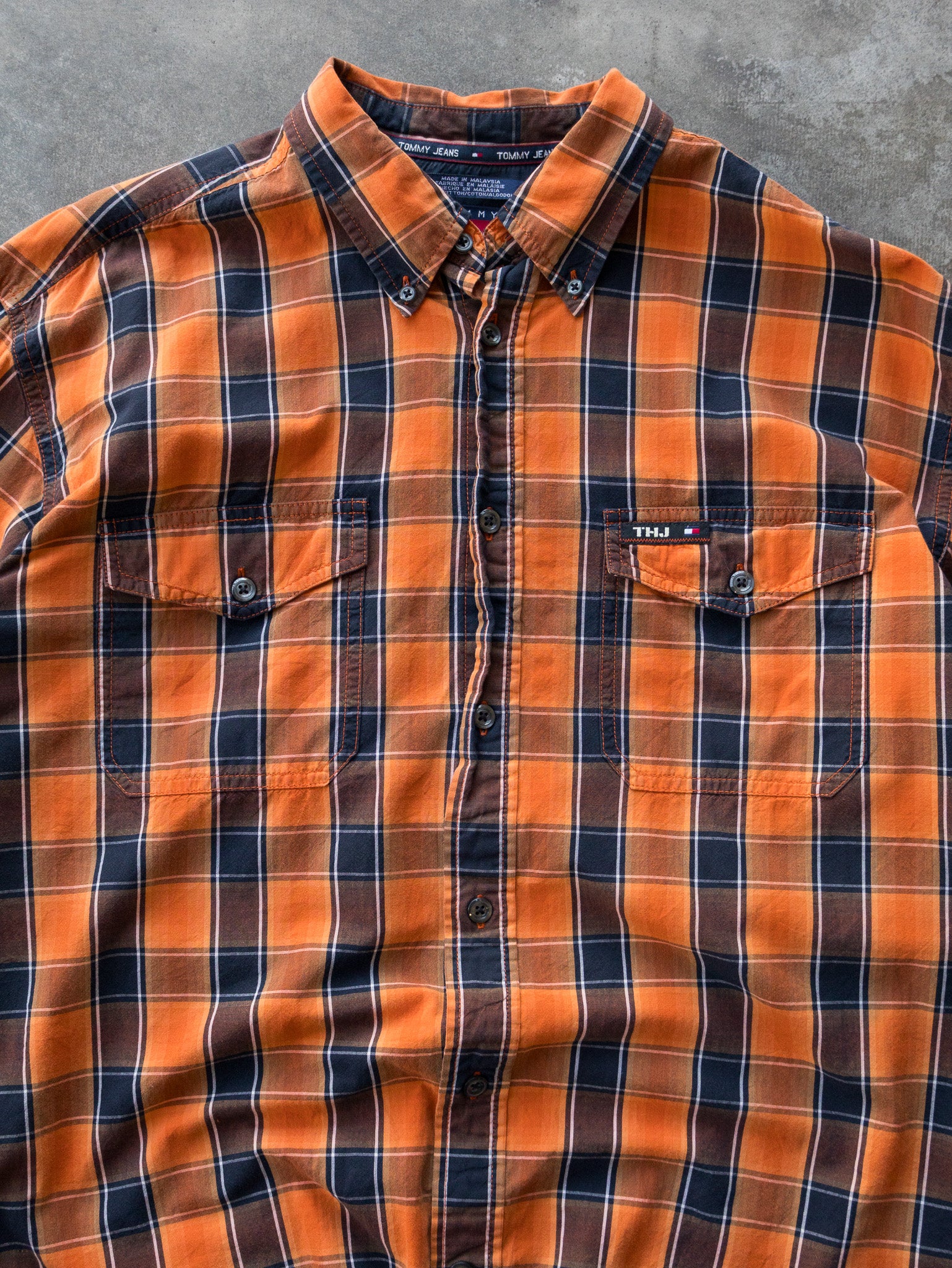 Vintage Orange & Navy Tommy Jeans Check Shirt (L)