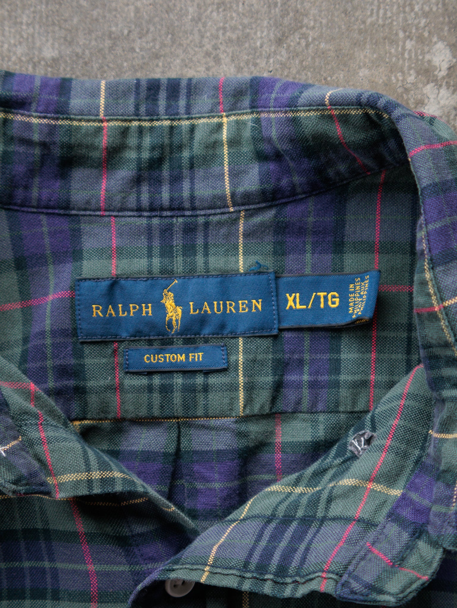 Vintage Green Tartan Ralph Lauren Shirt (XL)