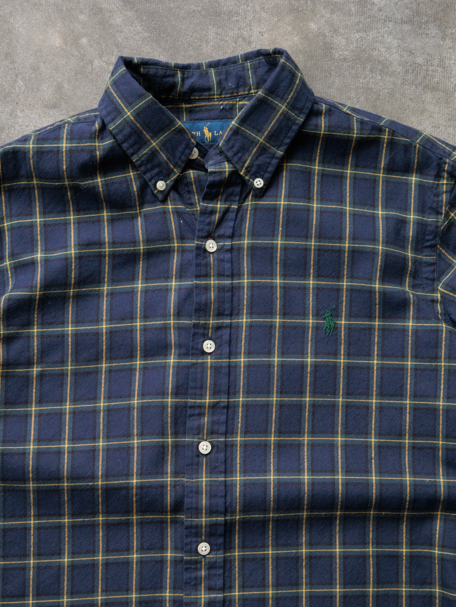 Vintage Navy Plaid Ralph Lauren Flannel Shirt (M)