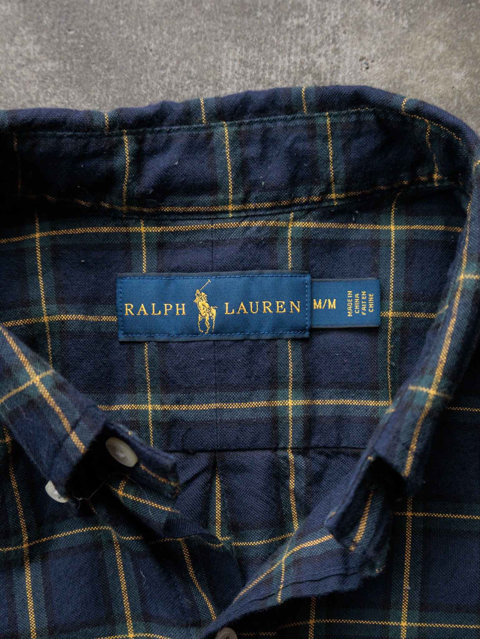 Vintage Navy Plaid Ralph Lauren Flannel Shirt (M)