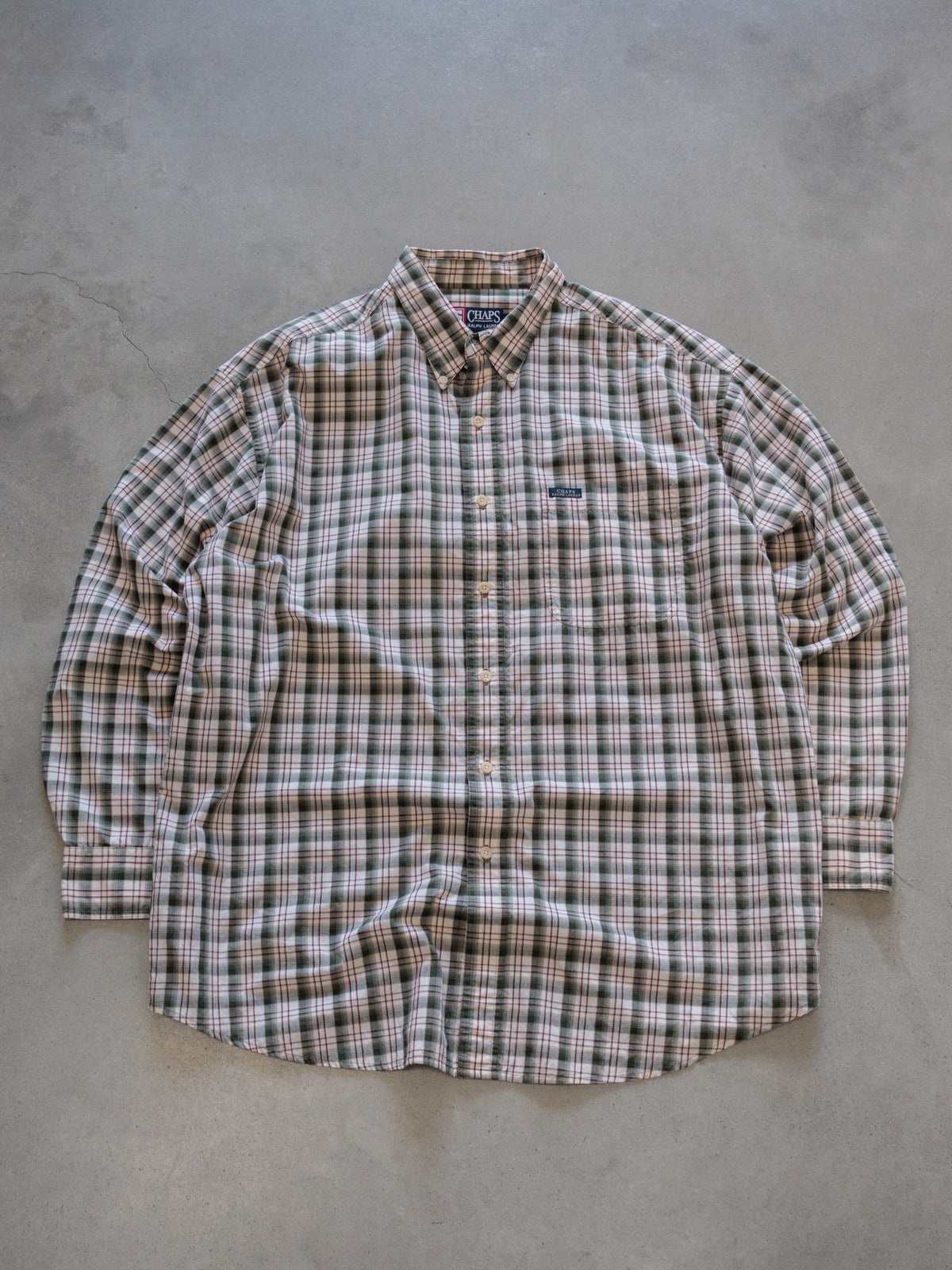 Vintage 00s Green Plaid Chaps Ralph Lauren Shirt (XL)