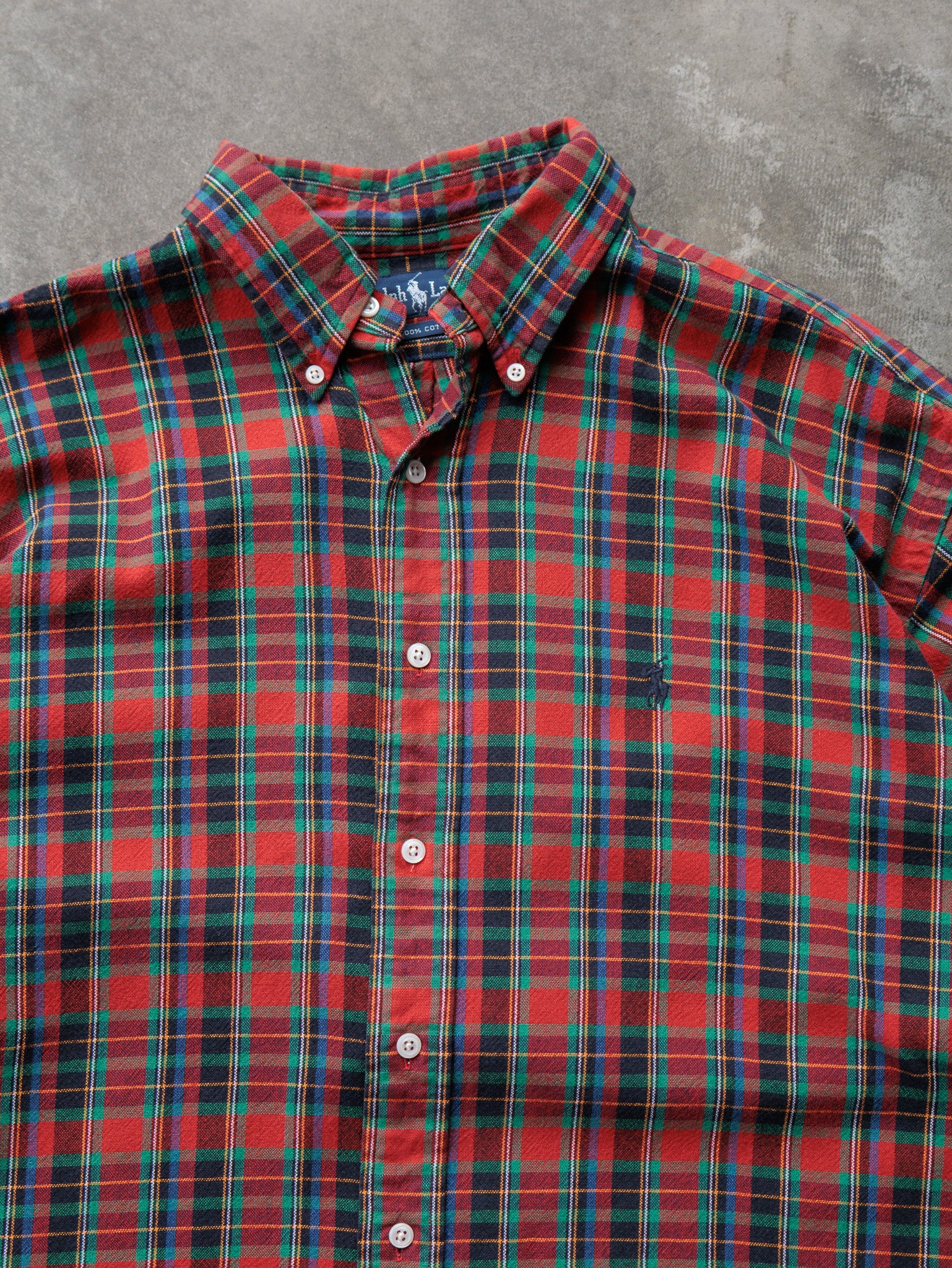 Vintage 90s Red Tartan Ralph Lauren Shirt (XL)