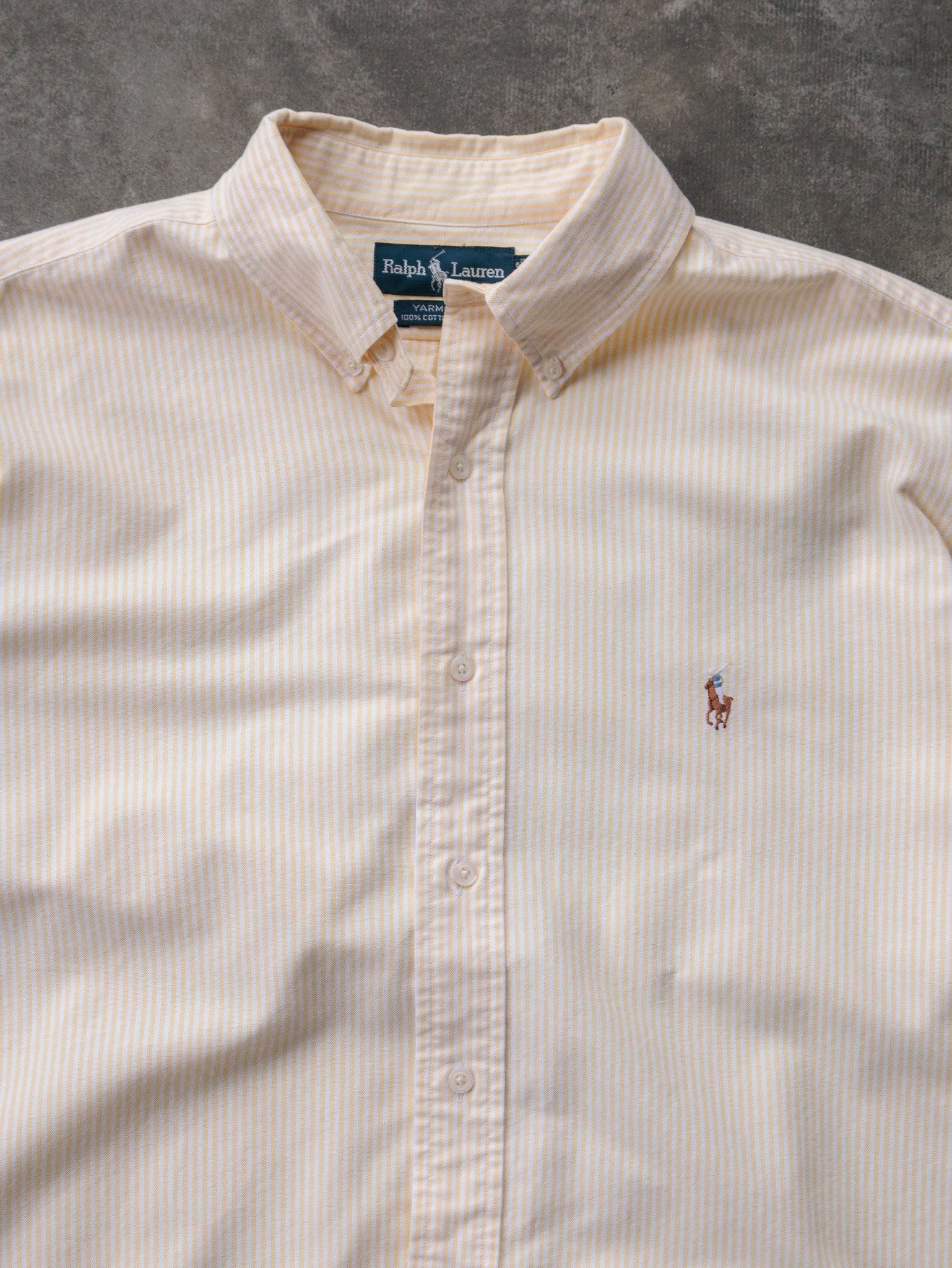 Vintage 90s Yellow Striped Ralph Lauren Shirt (XL)