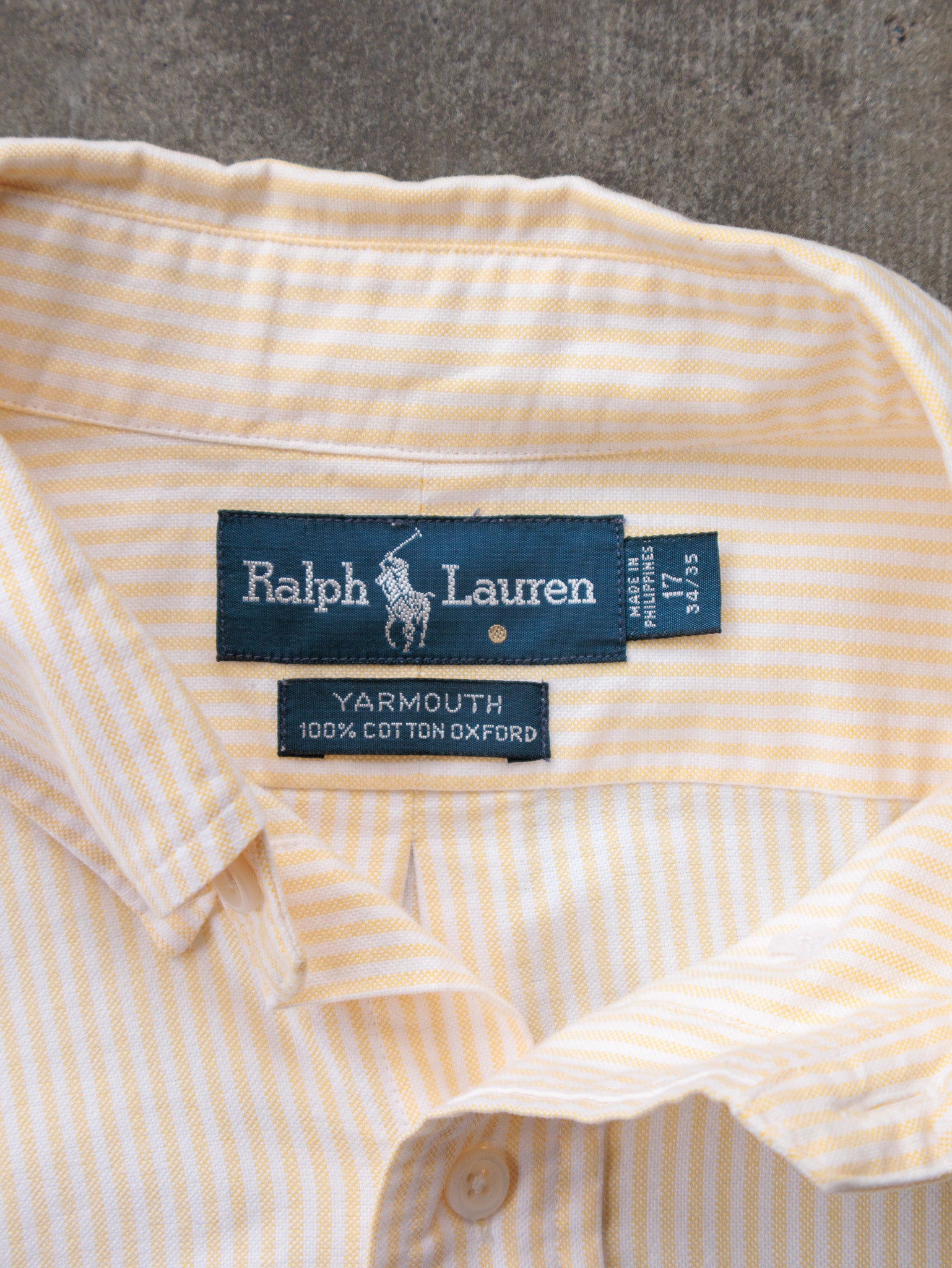 Vintage 90s Yellow Striped Ralph Lauren Shirt (XL)