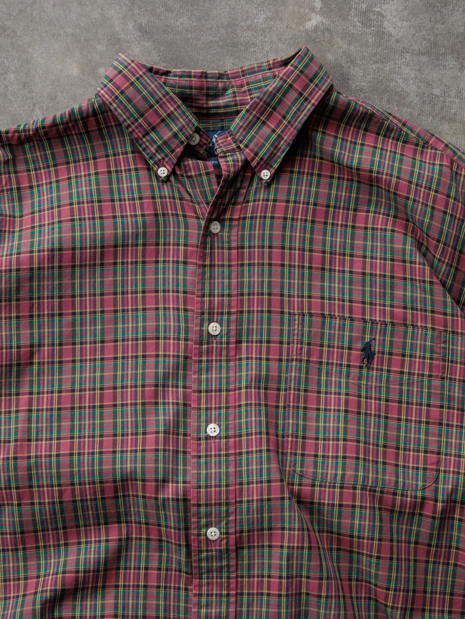 Vintage 90s Pink Plaid Ralph Lauren Shirt (XL)