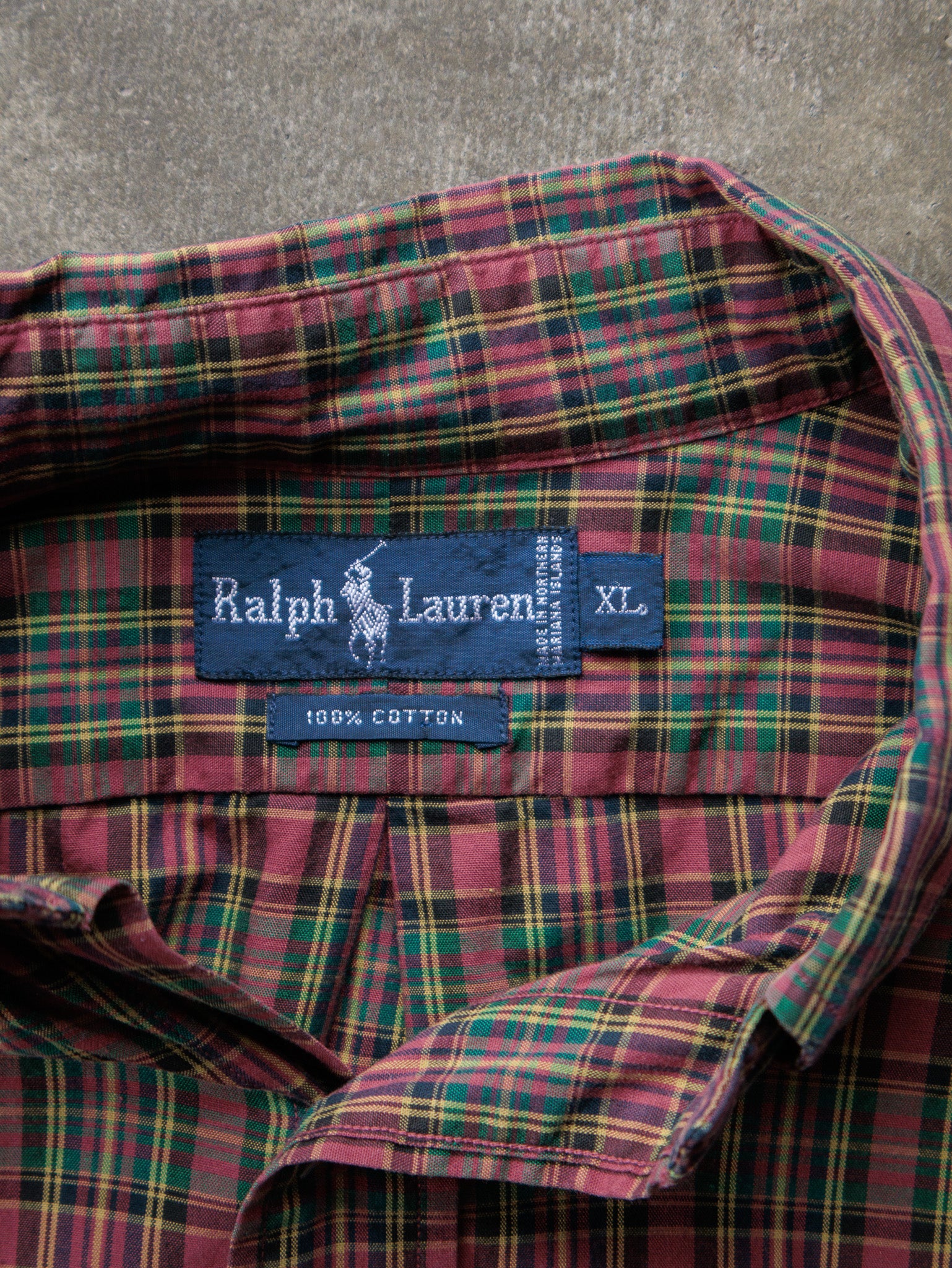 Vintage 90s Pink Plaid Ralph Lauren Shirt (XL)