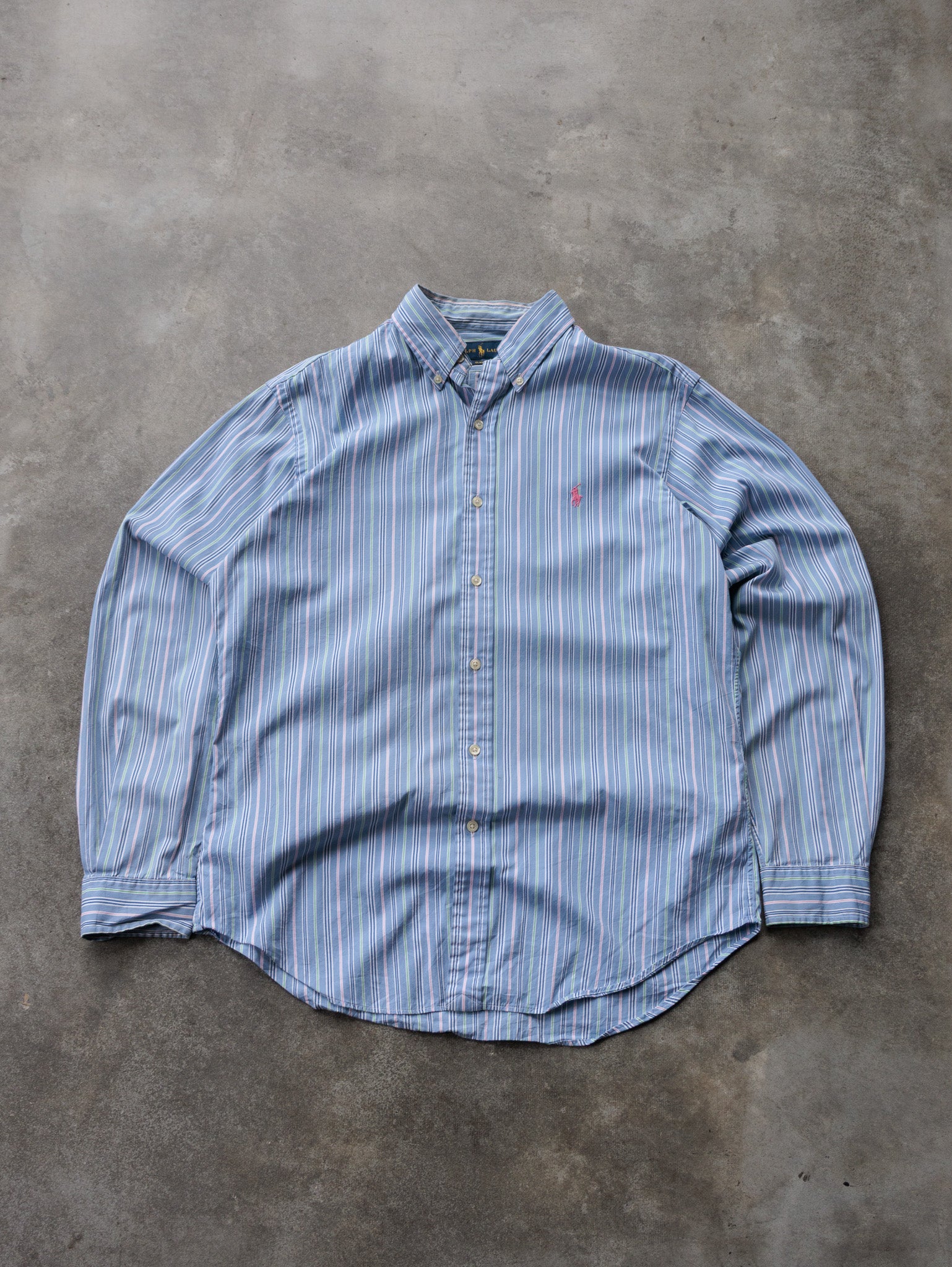 Vintage Blue Striped Ralph Lauren Shirt (M)