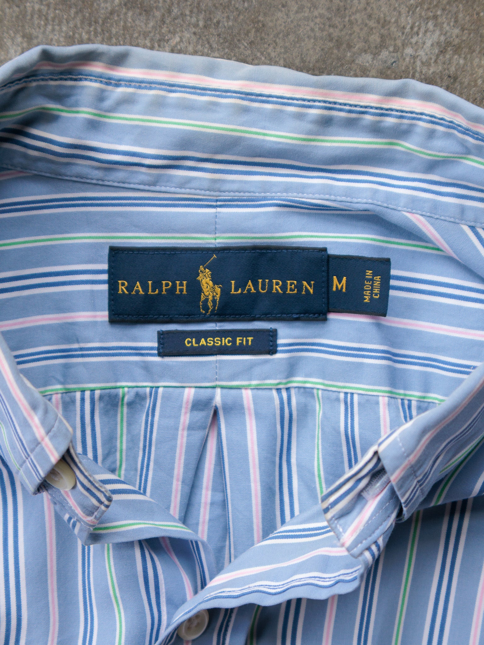 Vintage Blue Striped Ralph Lauren Shirt (M)