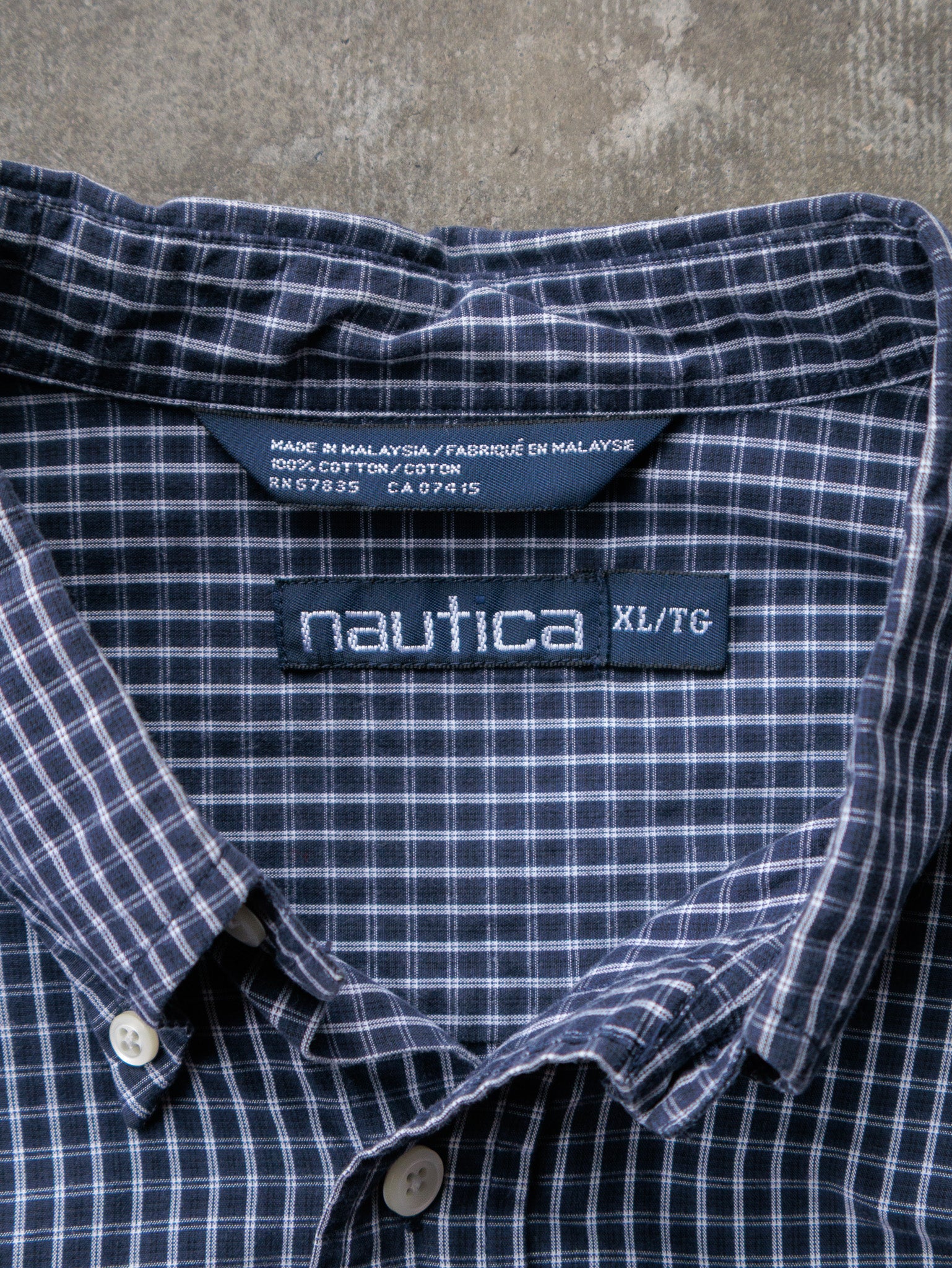 Vintage Navy Plaid Nautica Shirt (XL)