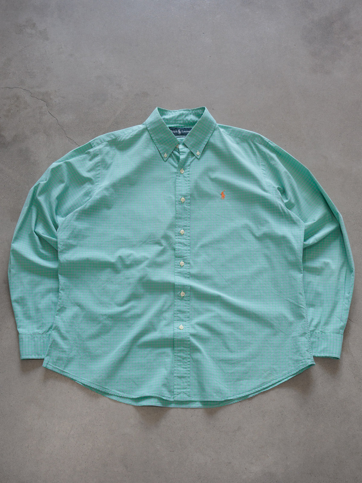 Vintage Green Plaid Ralph Lauren Shirt (XL)