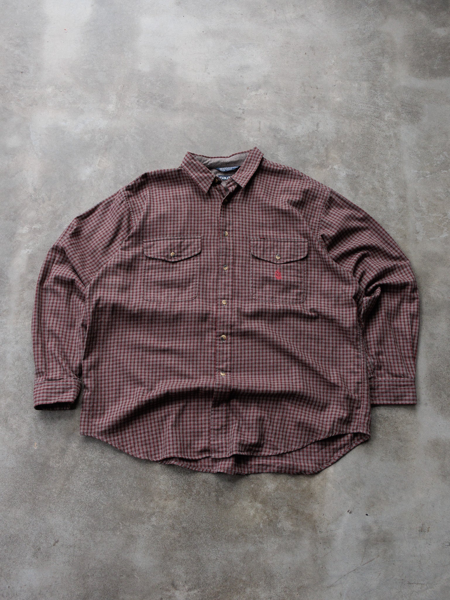 Vintage 90s Grey Plaid Nautica Flannel Shirt (XL)