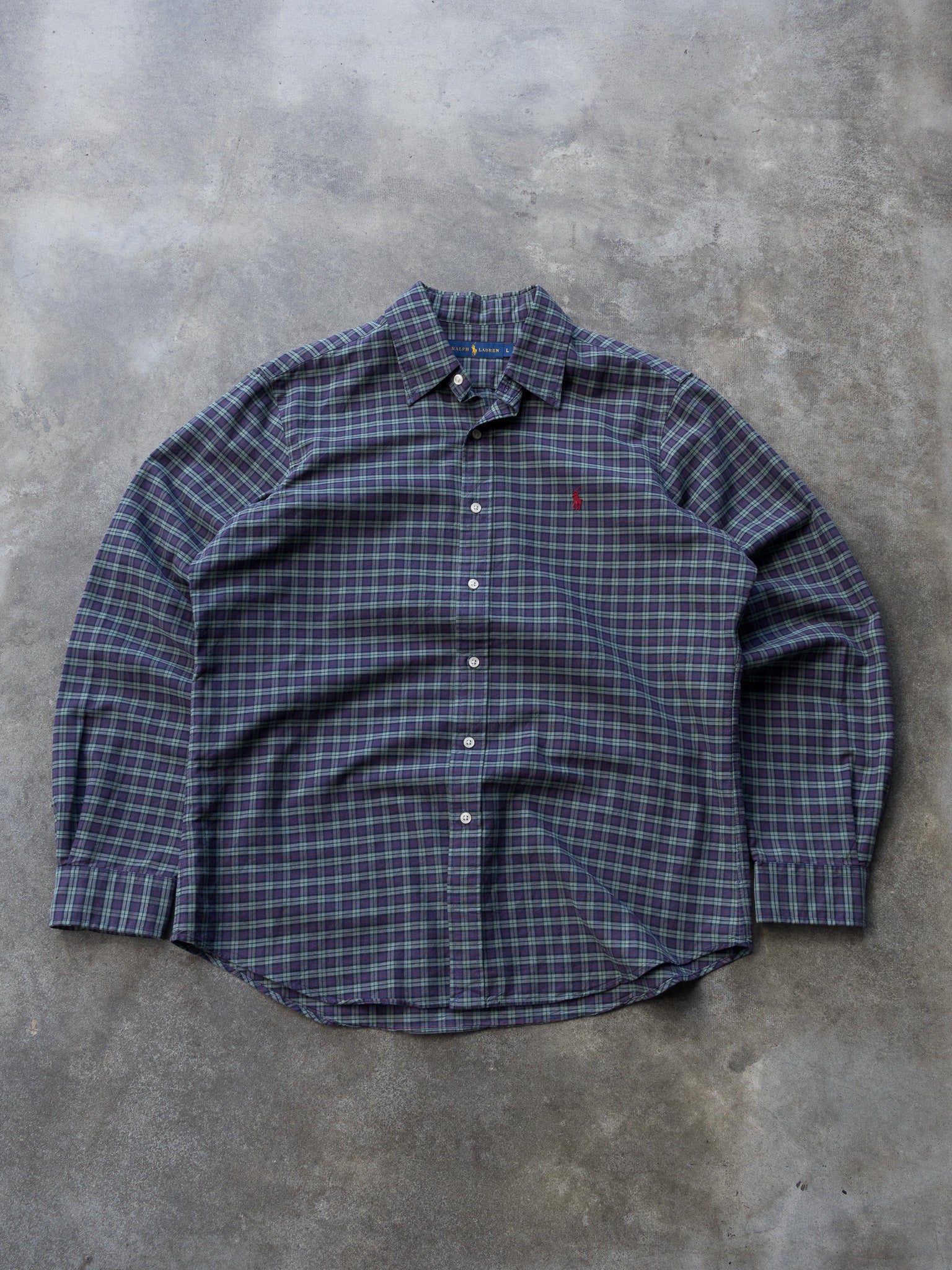 Vintage 00s Blue & Green Ralph Lauren Plaid Shirt (L)
