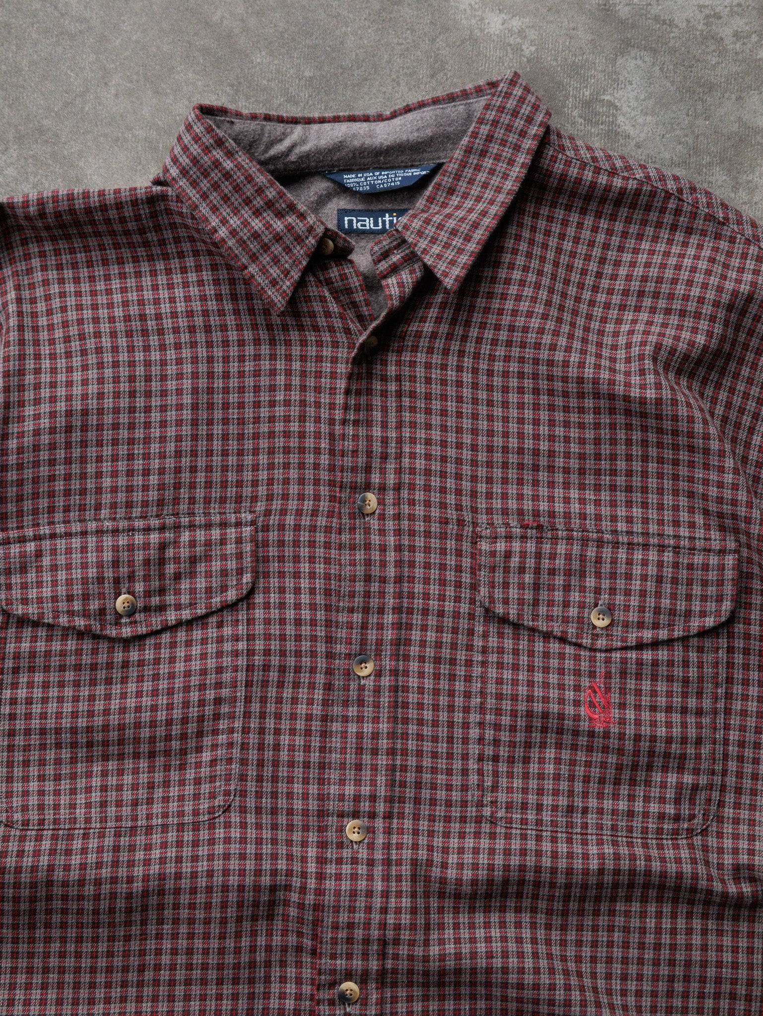 Vintage 90s Grey Plaid Nautica Flannel Shirt (XL)
