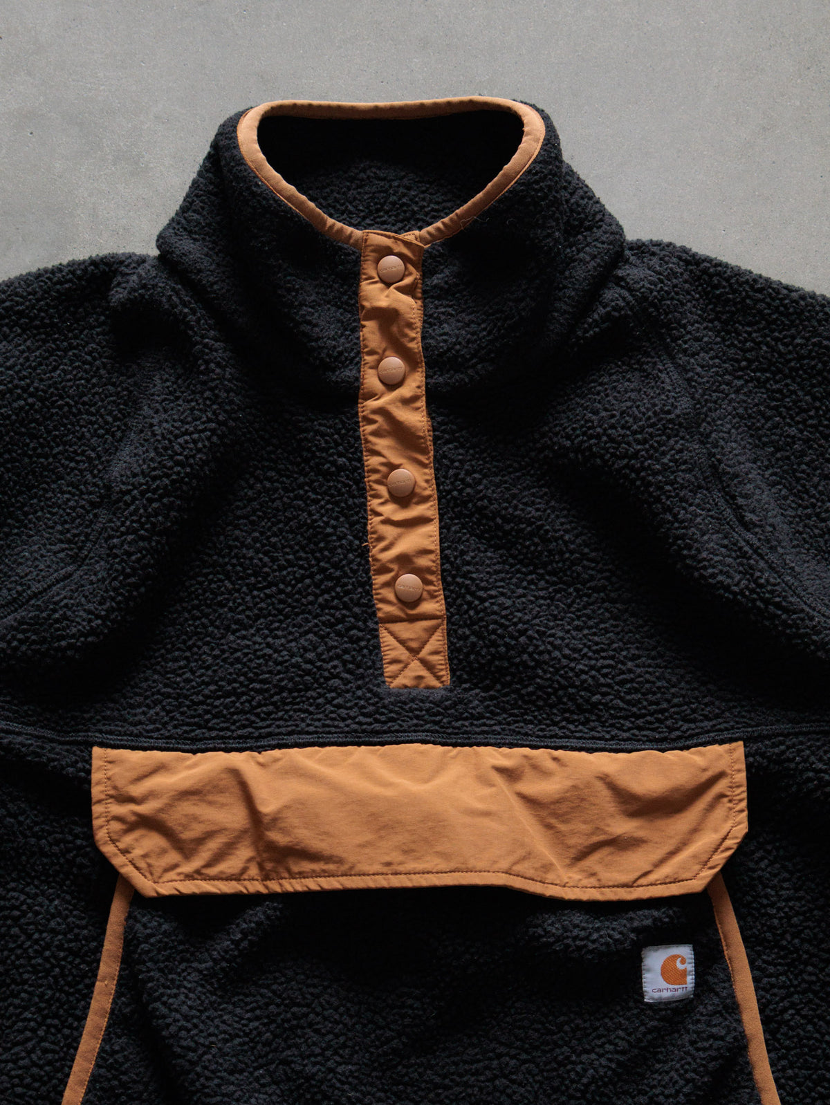 Vintage Black Carhartt Sherpa Pullover Jacket (Women's 2XL)