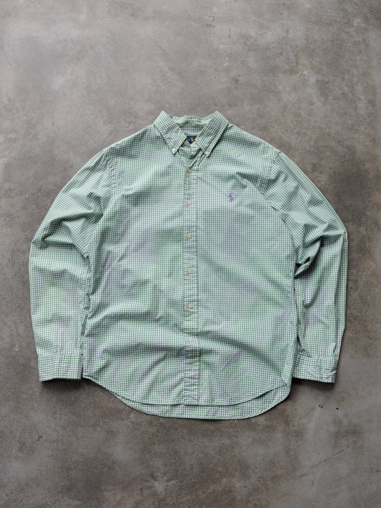 Vintage Green Gingham Ralph Lauren Shirt (L)