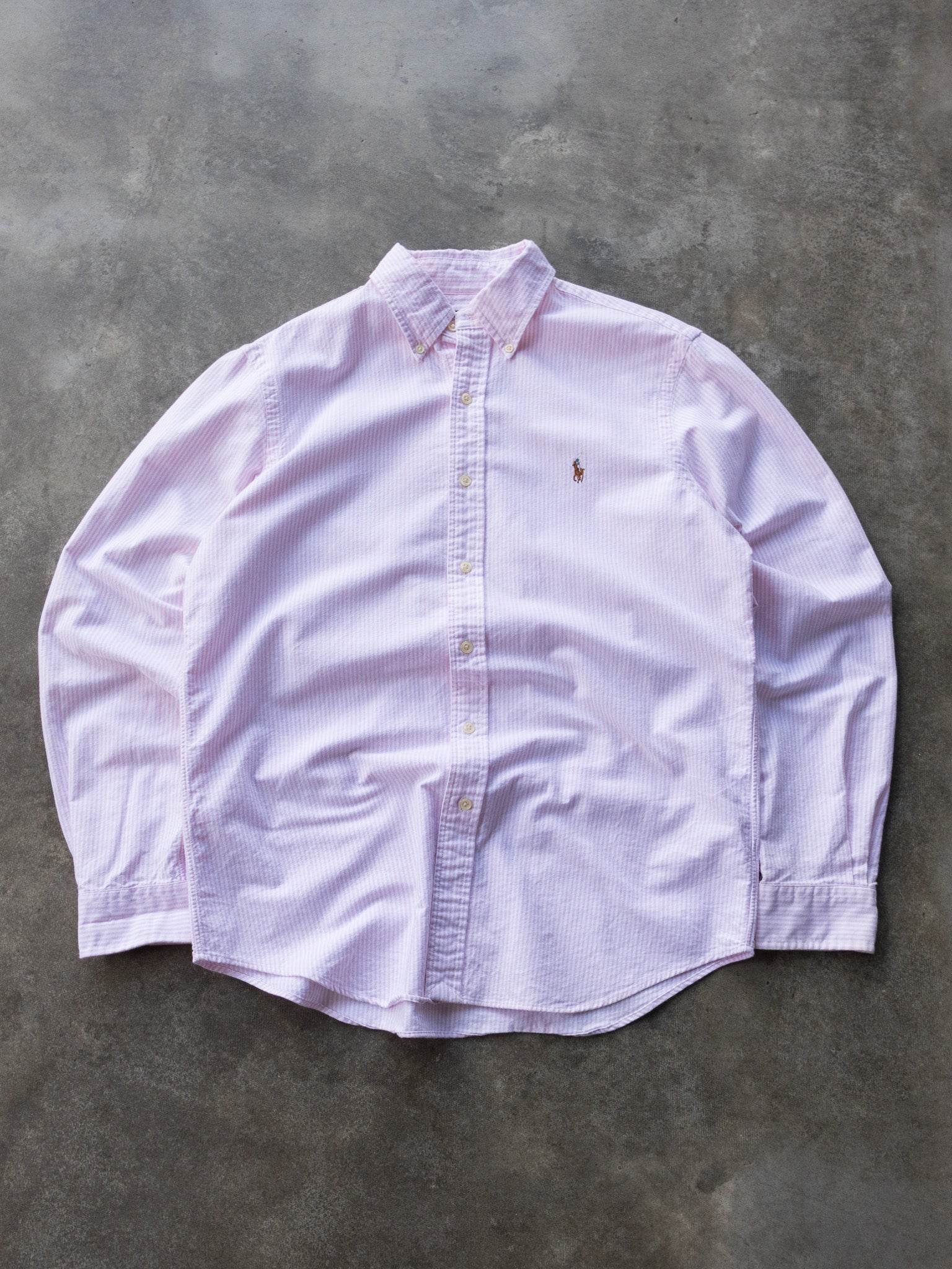 Vintage 00s Pink Ralph Lauren Striped Shirt (M)