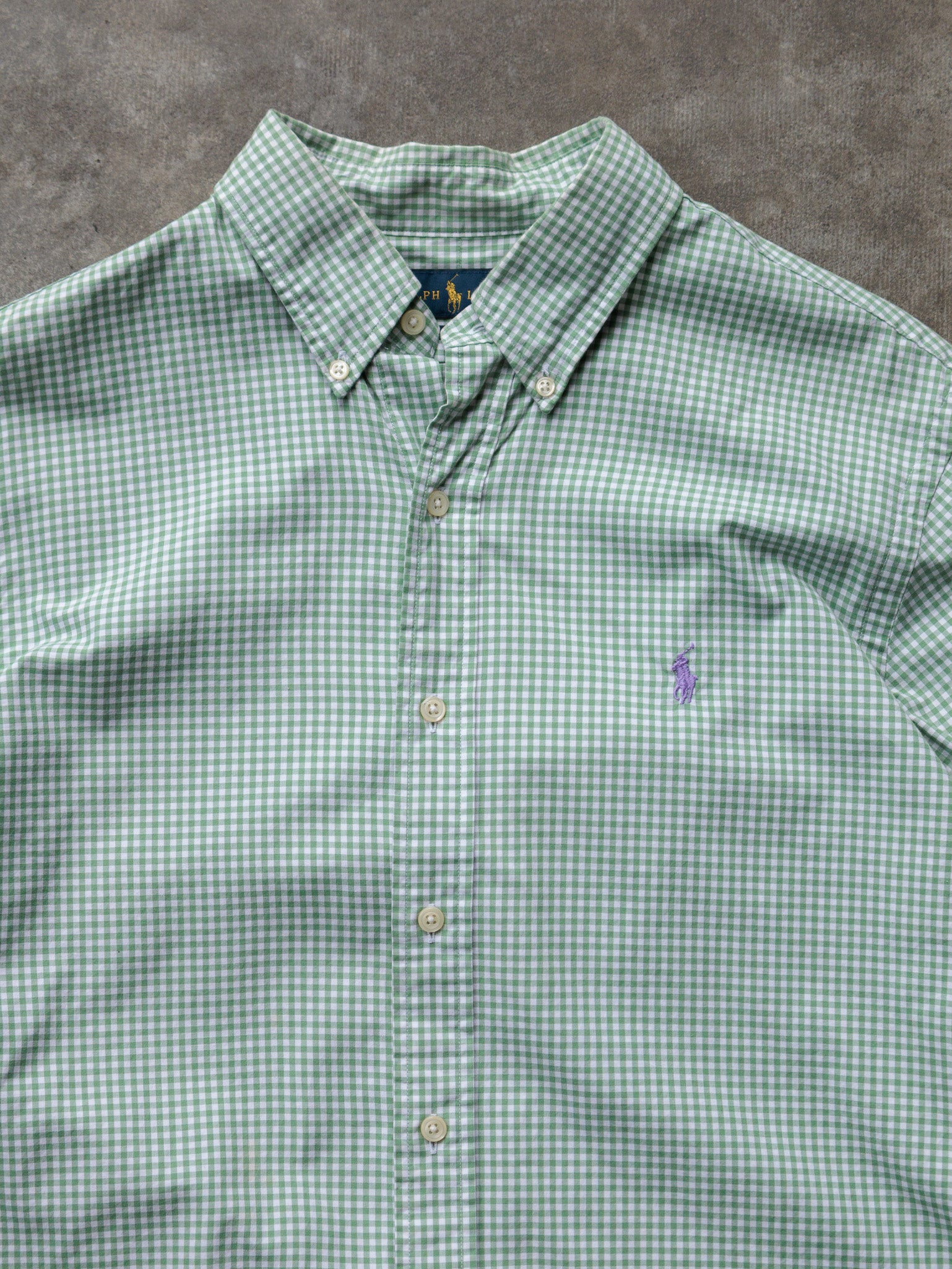 Vintage Green Gingham Ralph Lauren Shirt (L)
