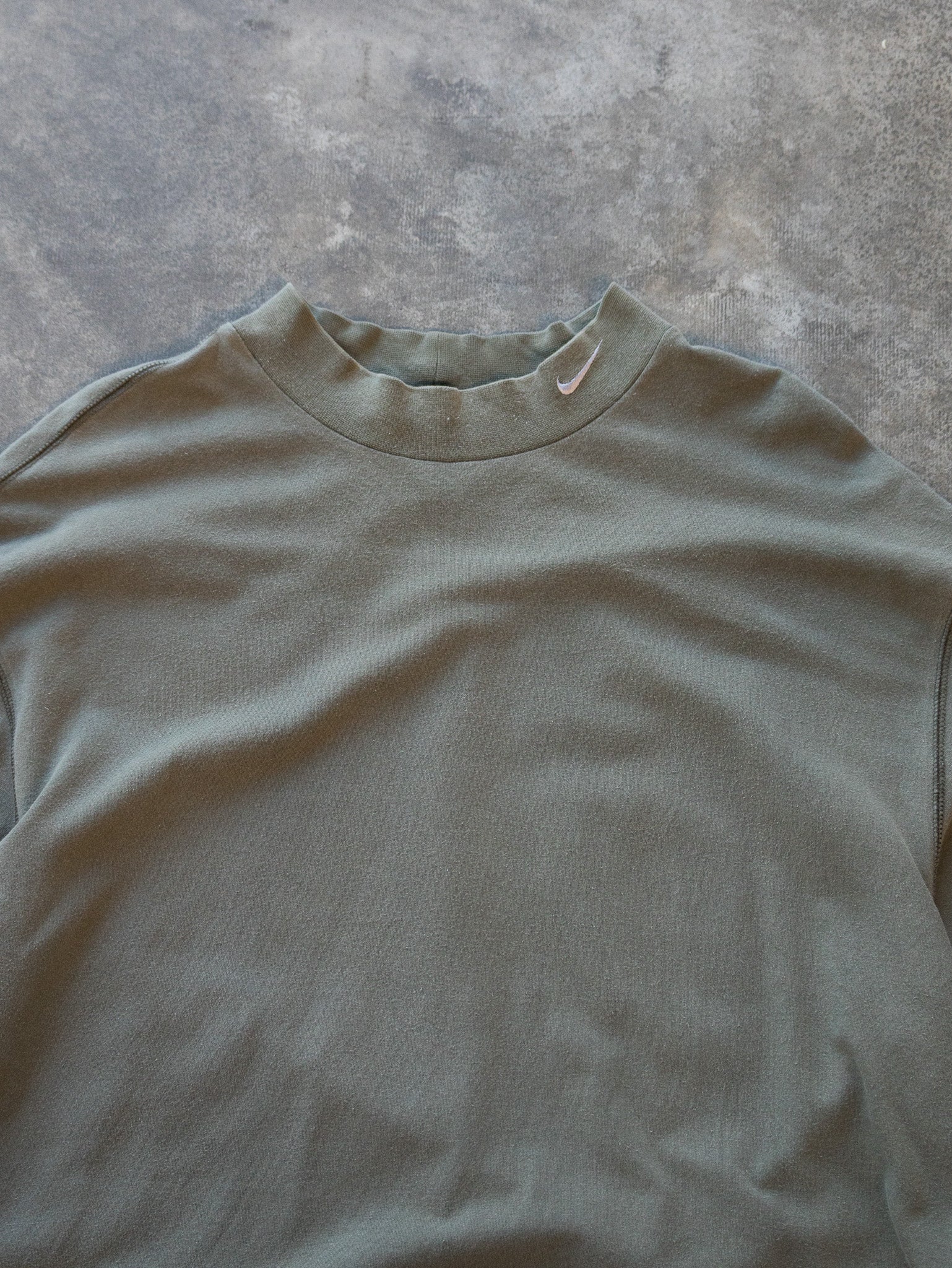Vintage Olive Nike Mock Neck Long Sleeve (XL)