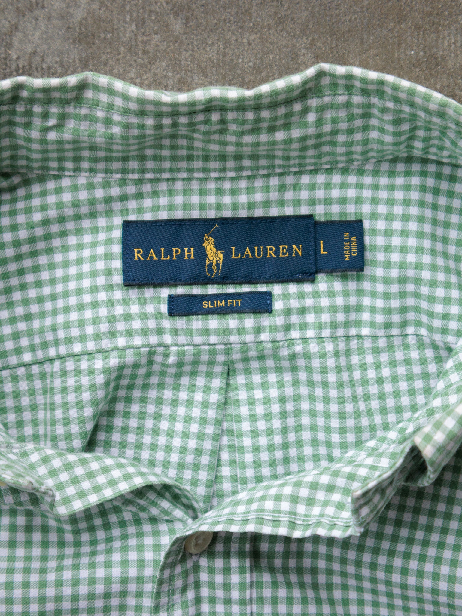 Vintage Green Gingham Ralph Lauren Shirt (L)