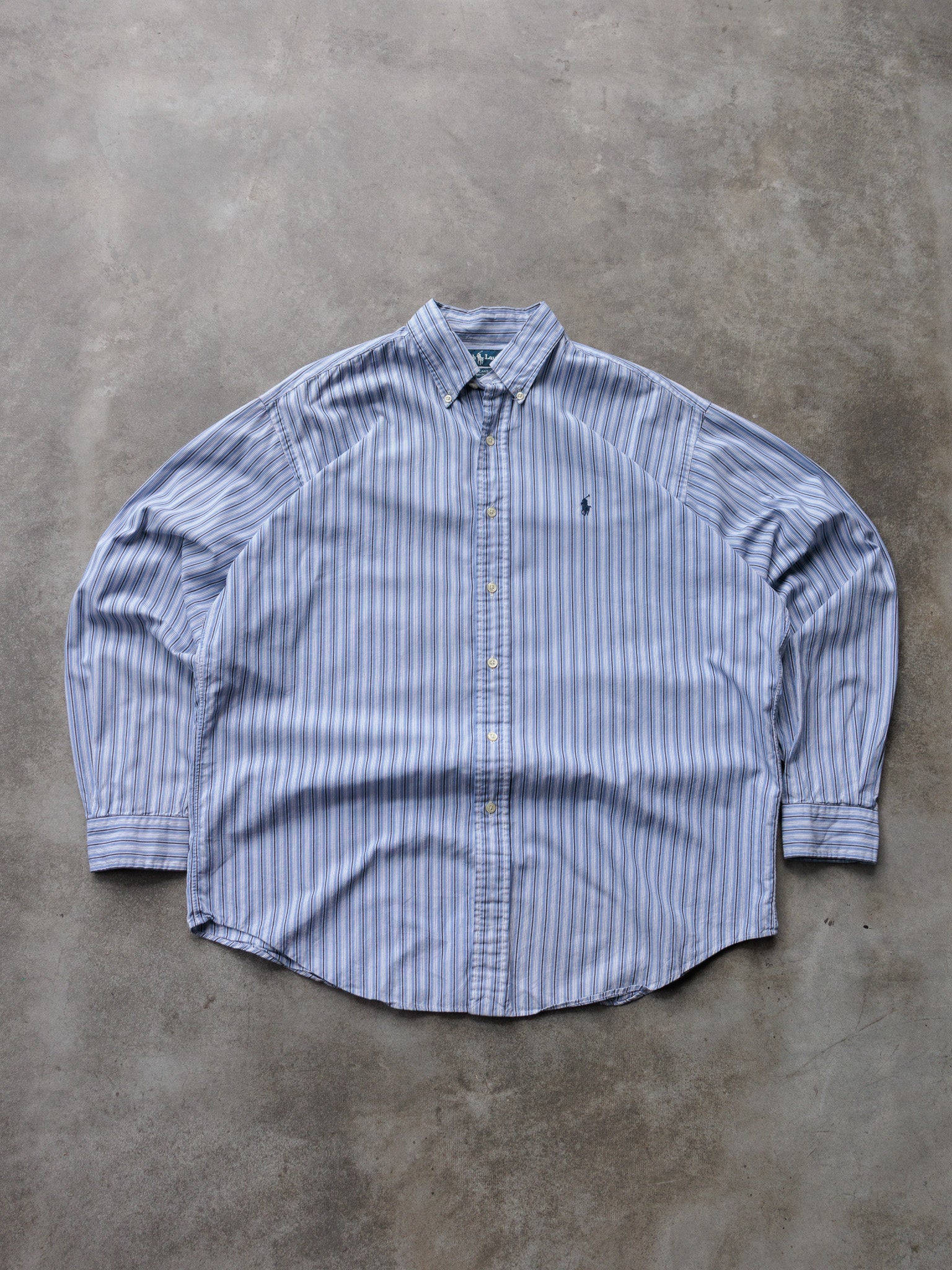 Vintage 00s Blue Striped Ralph Lauren Shirt (L)