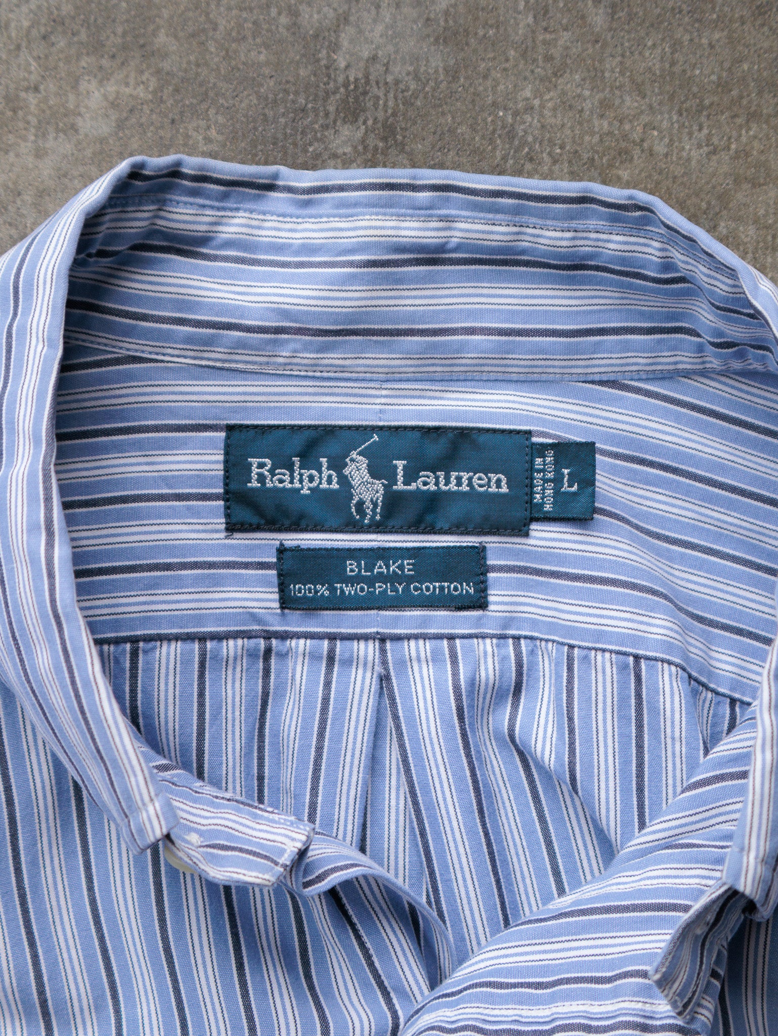 Vintage 00s Blue Striped Ralph Lauren Shirt (L)