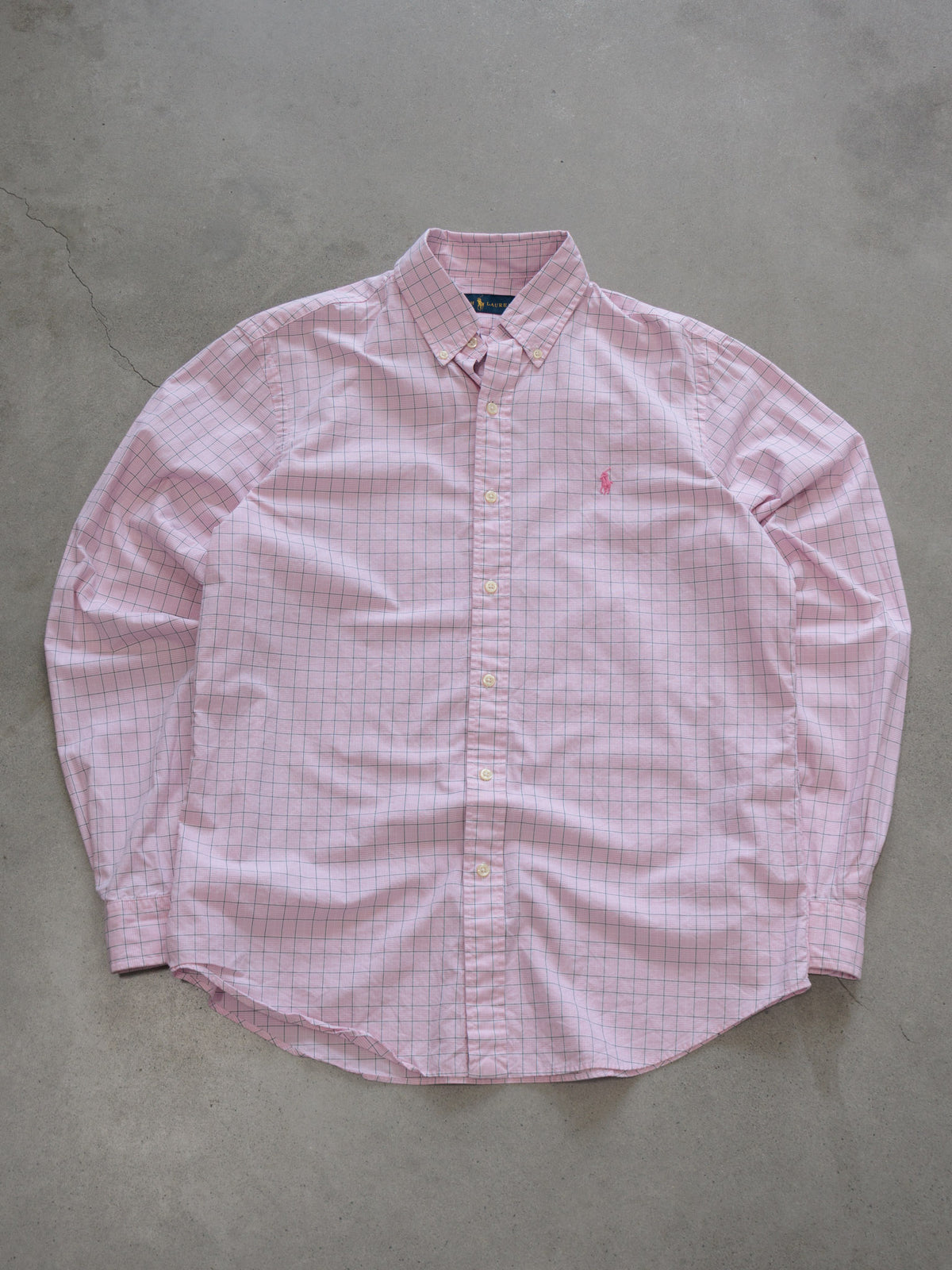 Vintage Pink Checkered Ralph Lauren Shirt (M)
