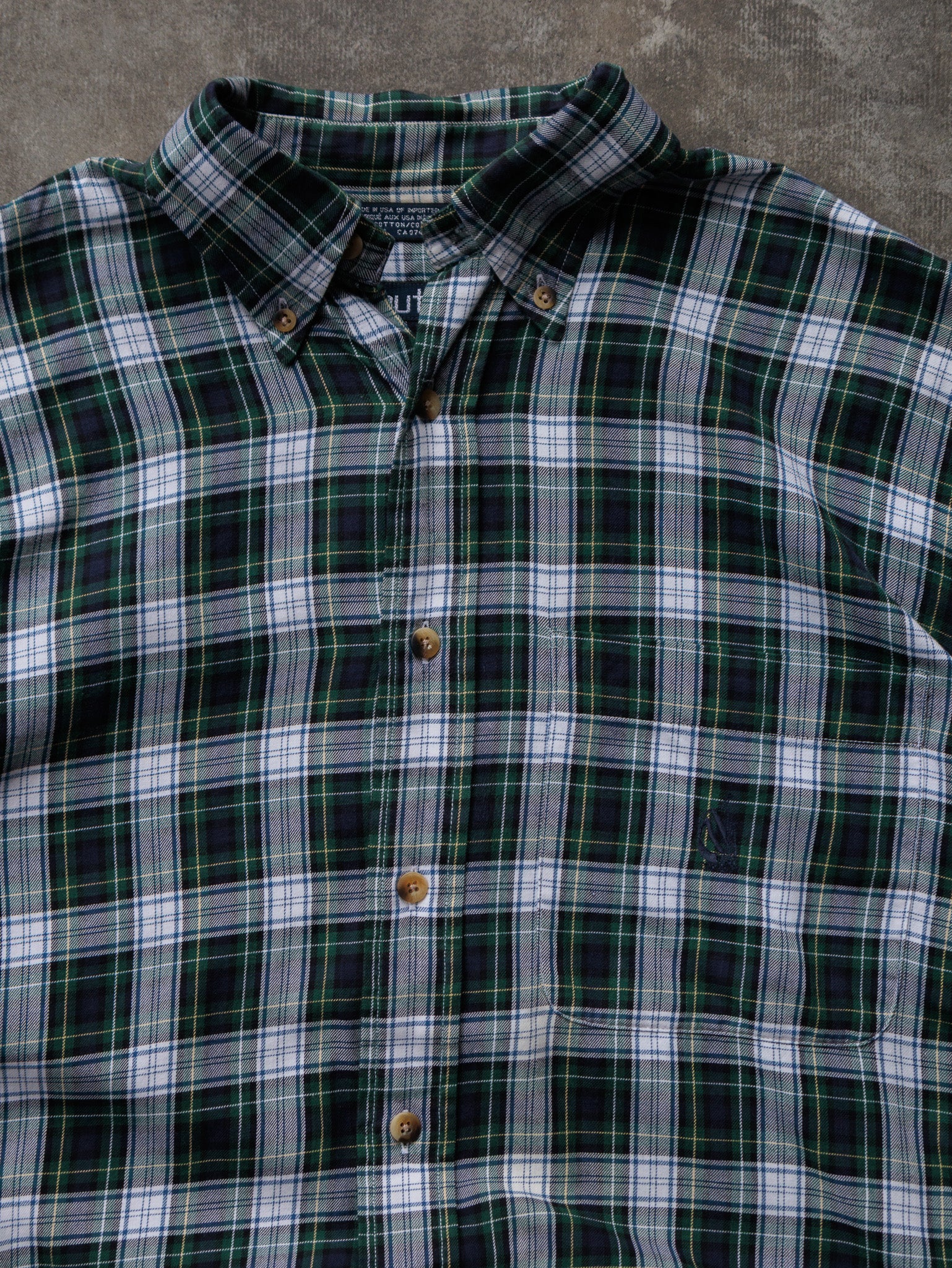 Vintage 90s Green Plaid Nautica Shirt (M)
